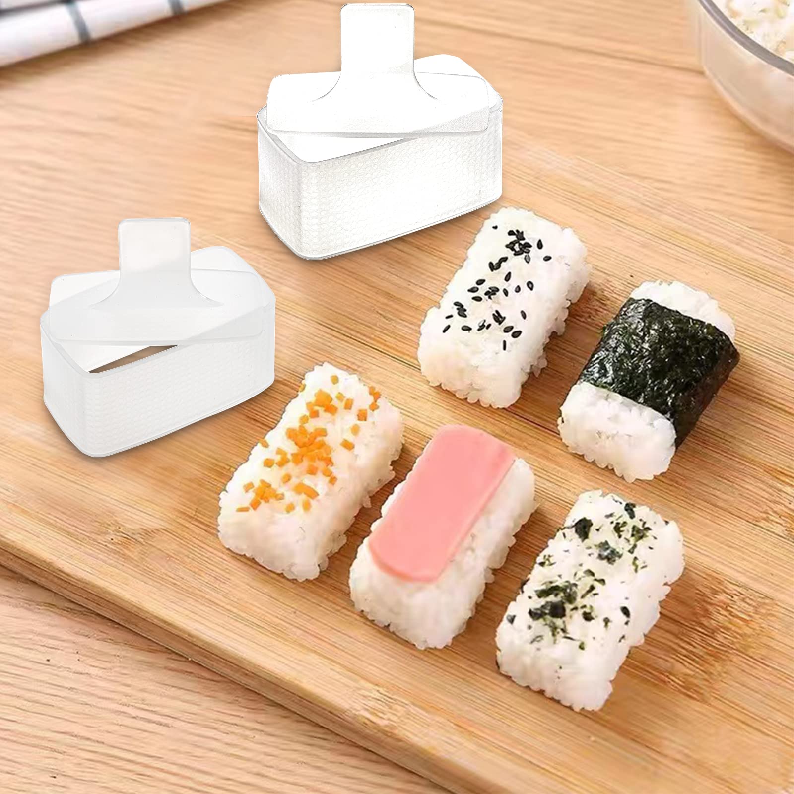Hedume Set Of 6 Non-Stick Sushi Making Kit, Musubi Maker Press With Small Rice Paddle, None Toxic, Bpa Free Spam Musubi Mold, Ma