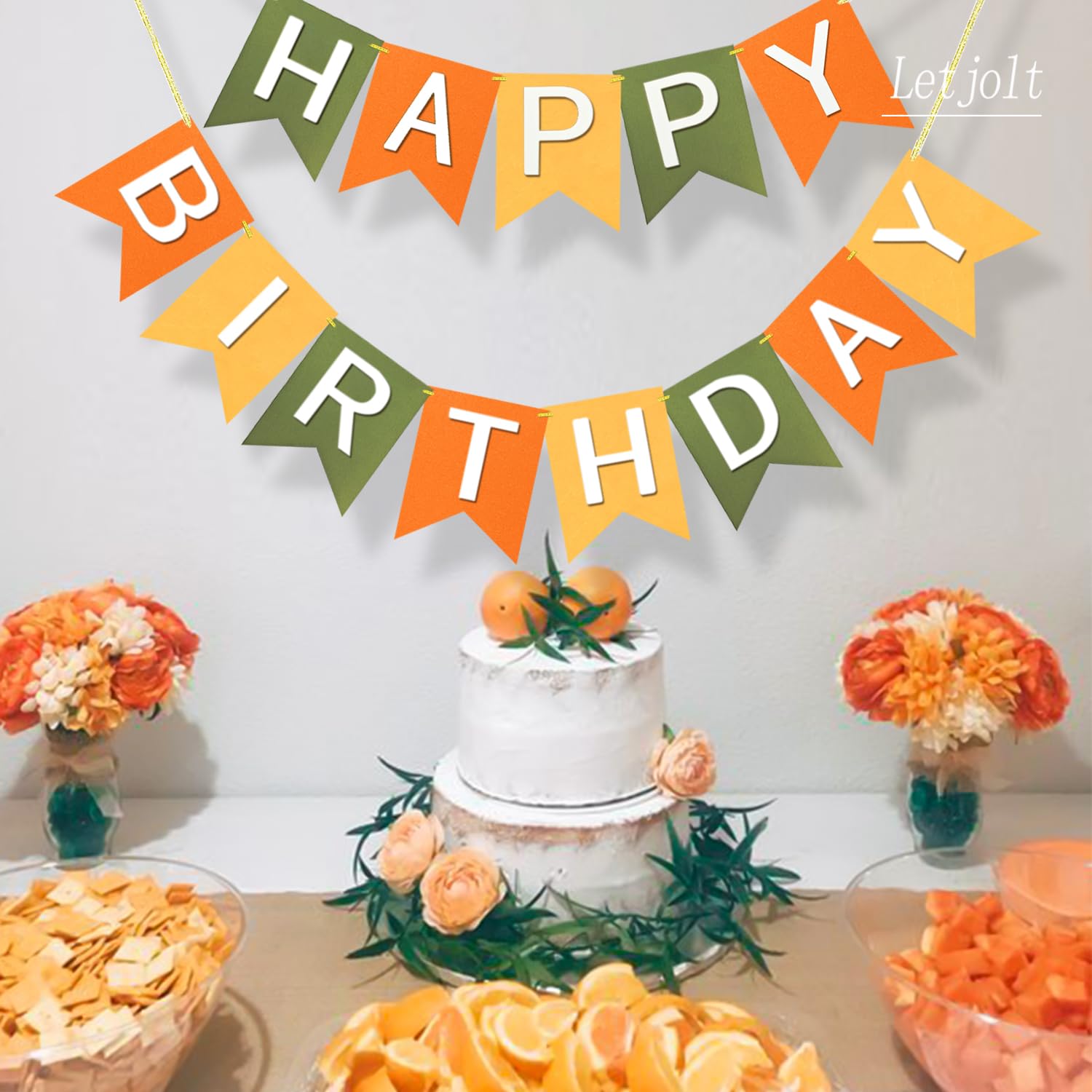 Letjolt Orange Happy Birthday Banner Birthday Party Supplies Handmade Garland Decorations Boho Theme Birthday Exquisite Signs Nu