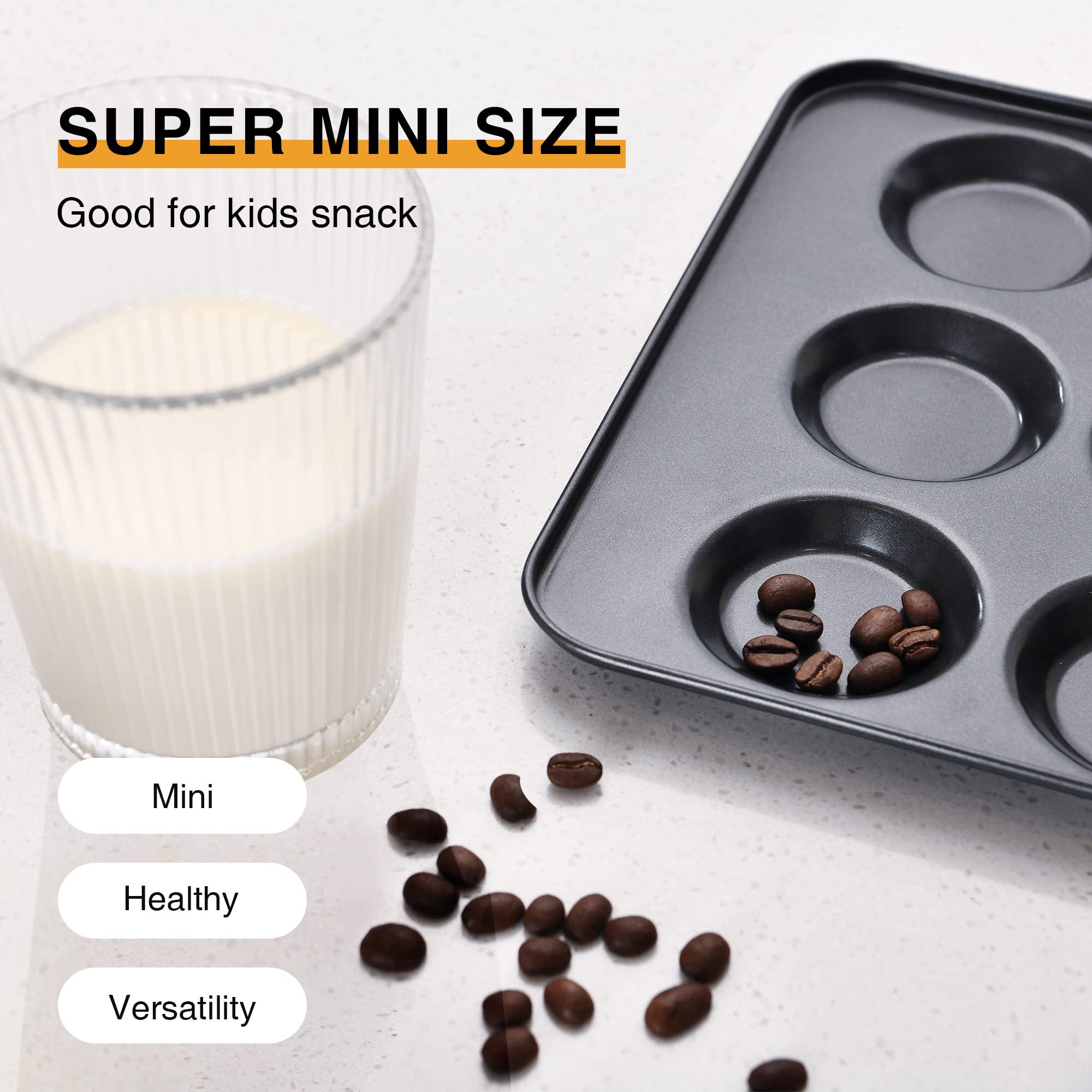 Hongbake Mini Muffin Top Pan For Baking, Premium 12 Cavity Small Whoopie Pie Pan, Nonstick Yorkshire Pudding Pan For Pansuffin,