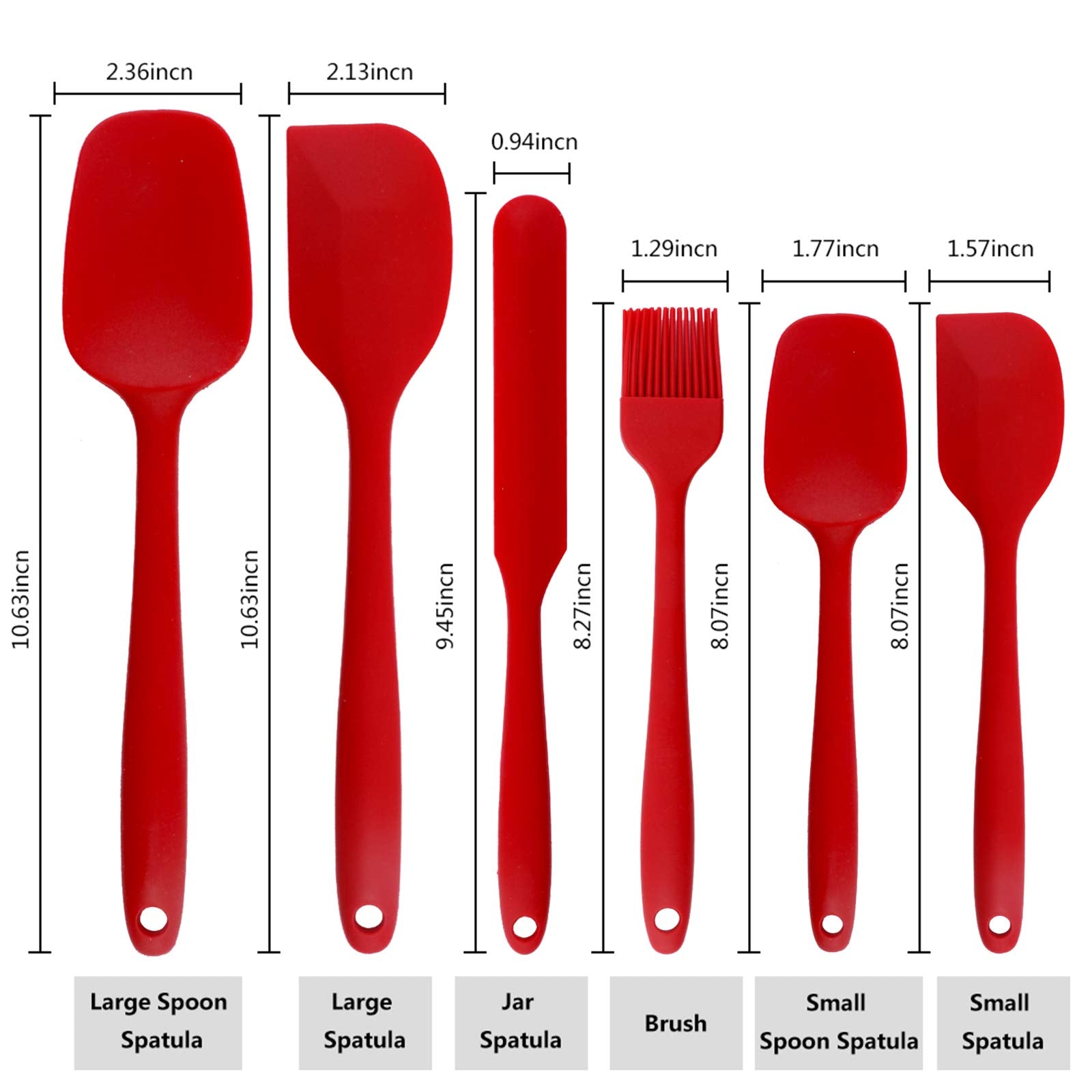 Shebaking Silicone Spatula, 6 Pieces Heat Resistant Rubber Spatulas Set For Baking, Cooking And Mixing Kitchen Utensils Seamless