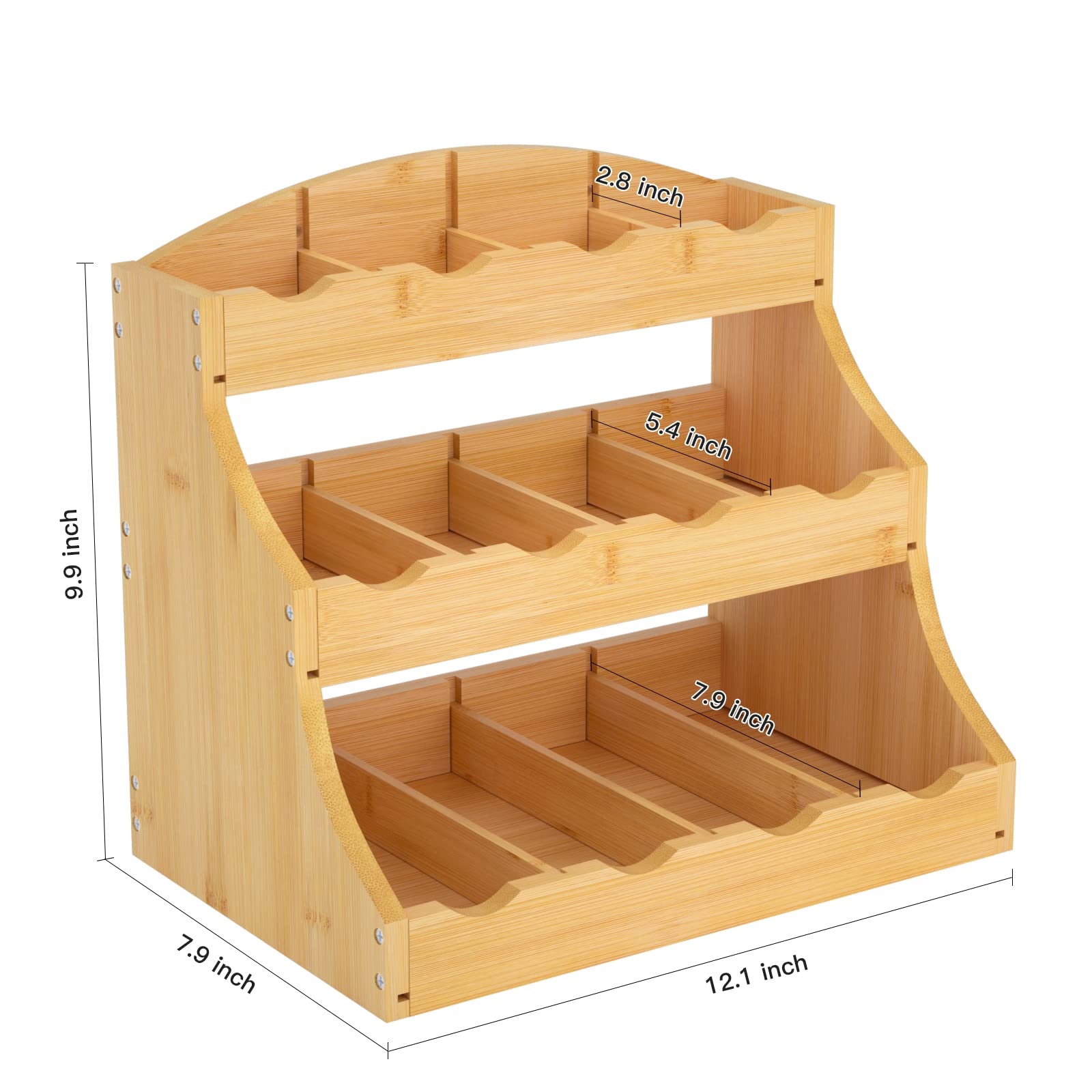 Calm Cozy Bamboo Tea Bag Organizer, 3 Tier Vertical Tea Organizer, Tea Holder For Kitchen Island, Coffee Shop Or Office, Tea Sto