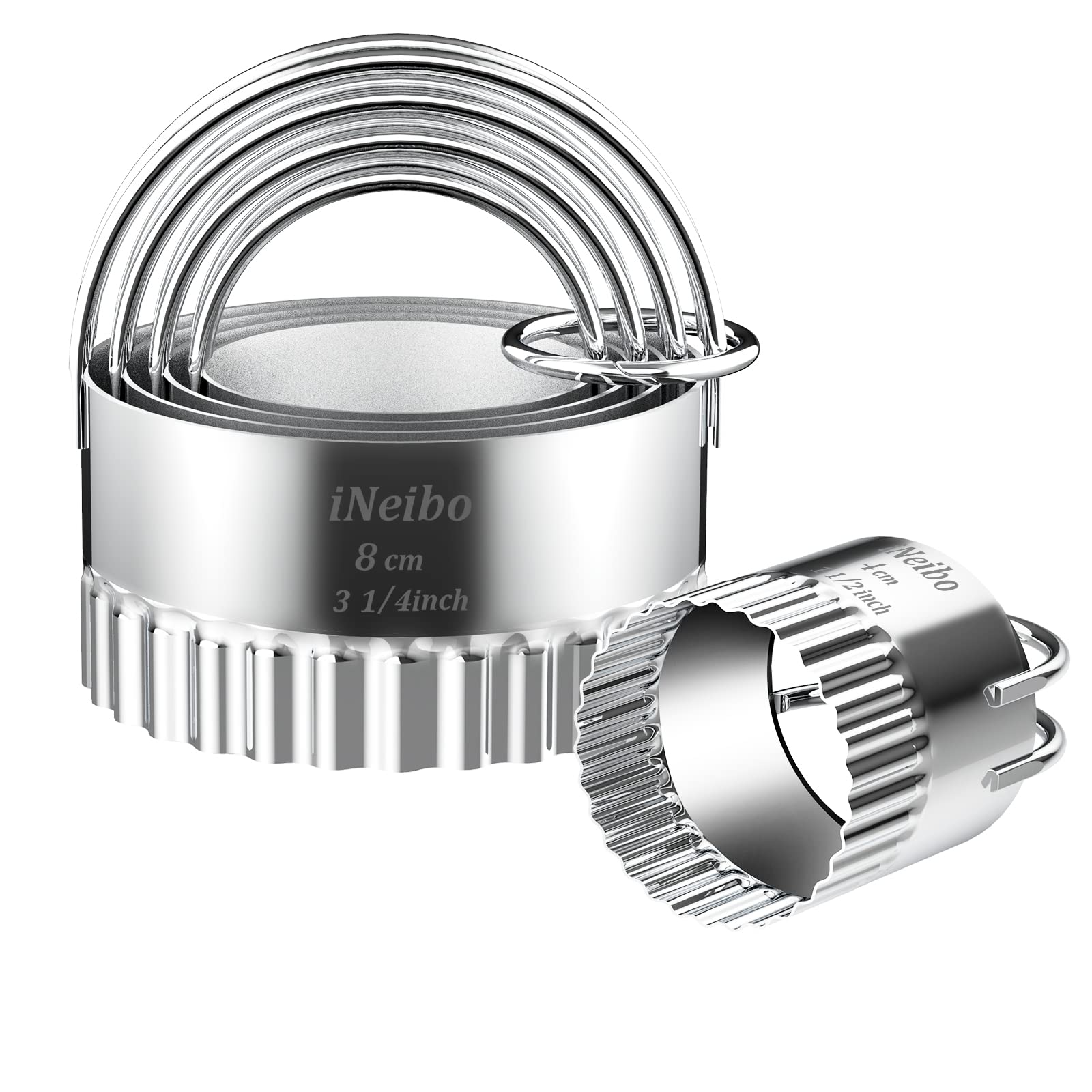 Ineibo Pastry/Cookie Cutter Set, Fluted Edge Biscuit Cutter, Round Circle Scone Cutters, Pastry Dough Baking Cutter, Shapes Past