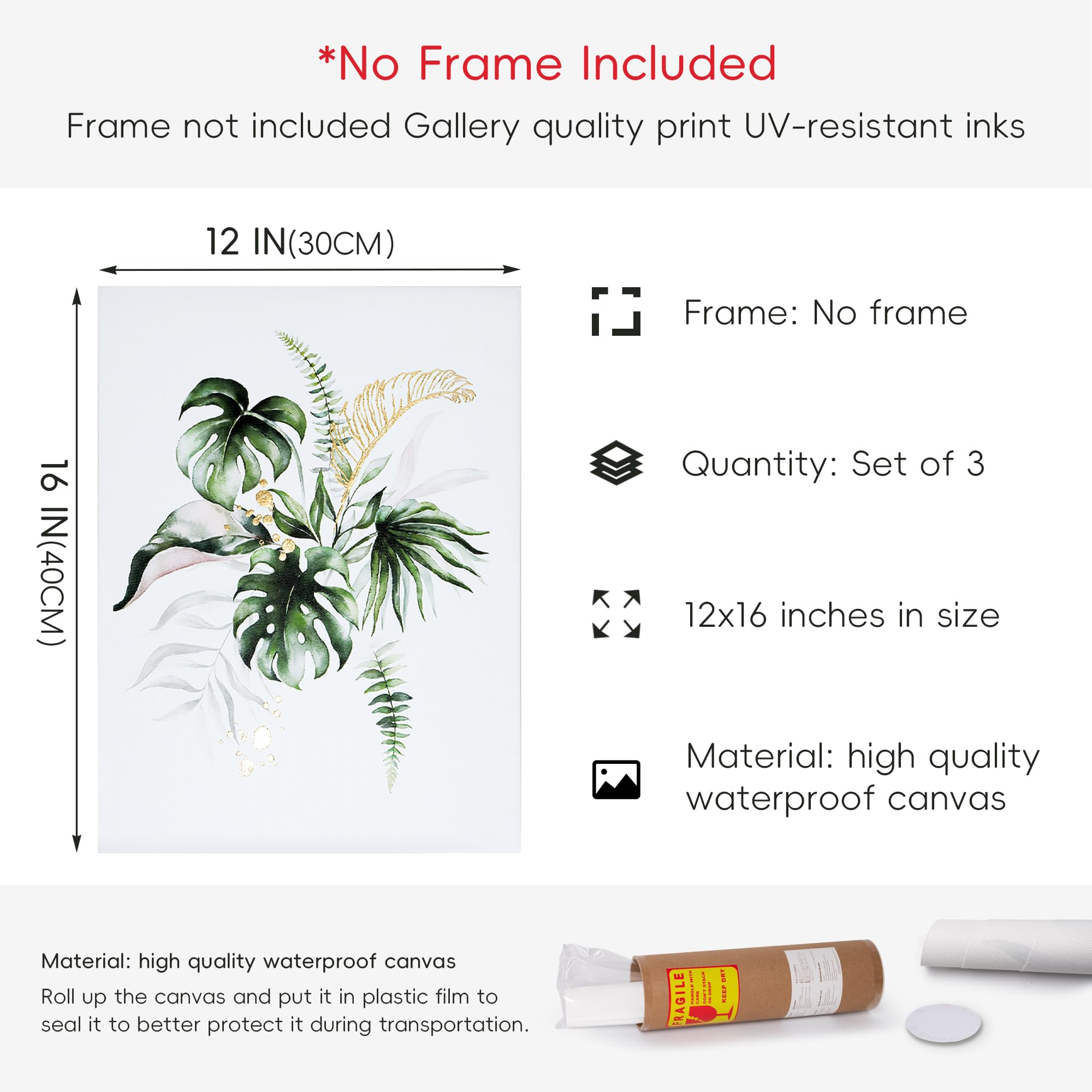 Artbyhannah Canvas Wall Art For Living Room Botanical Wall Art Gold Modern Wall Decor With Green Plant Prints For Bedroom Bathro