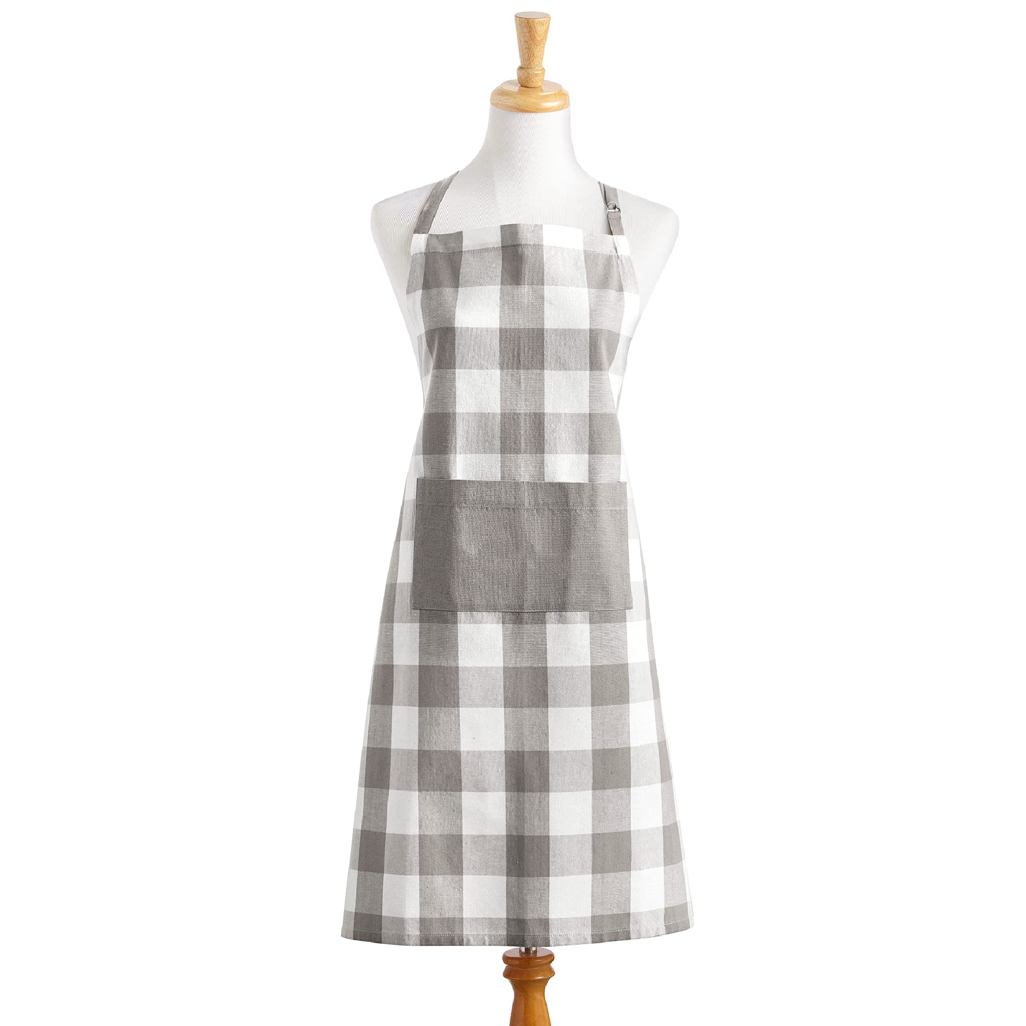 Elrene Home Fashions Farmhouse Living Buffalo-Check Kitchen Apron With Pocket, 28'' X 33'', Red/White