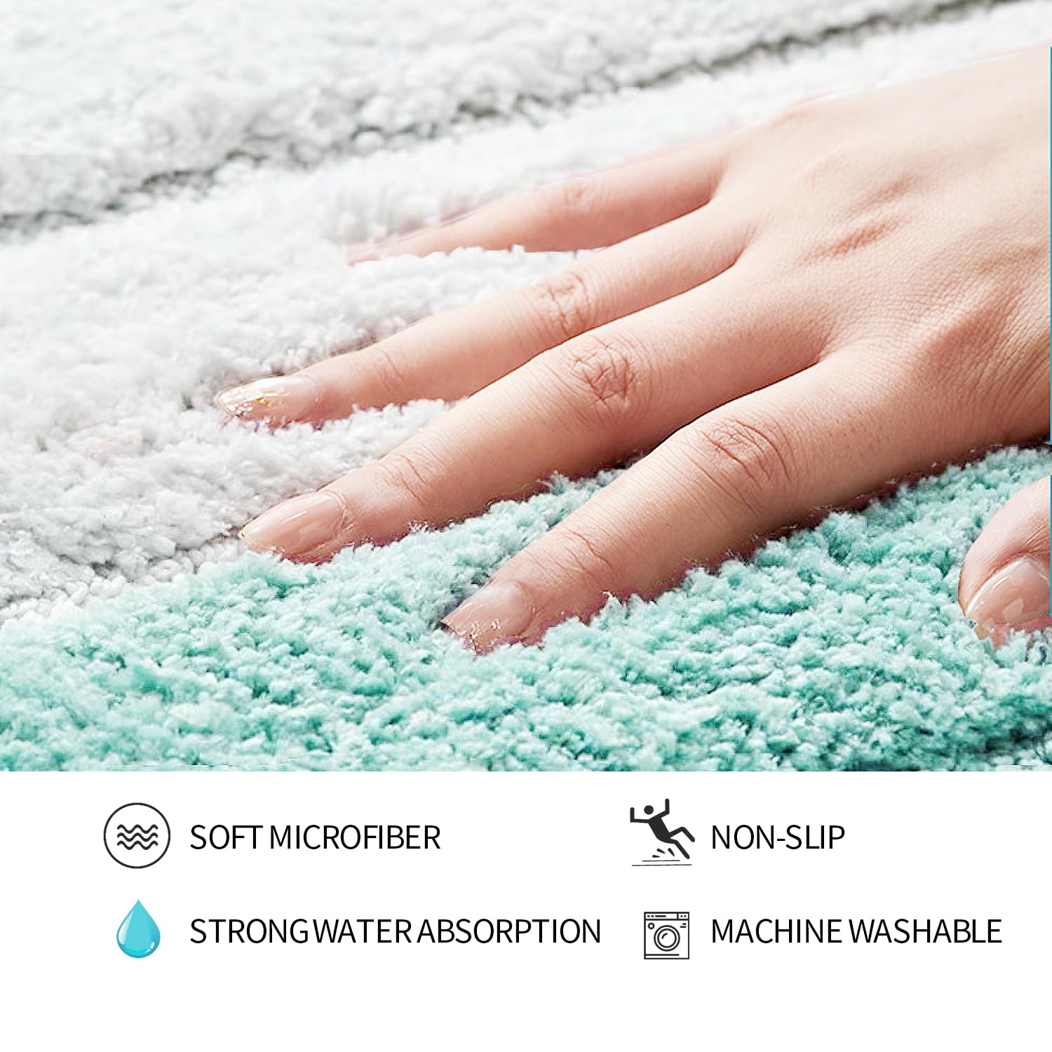 SiliPacks Bathroom Rugs 18''x47'' Non-Slip Microfiber Carpet  Machine Washable Quick Dry Bath Mats for Bathroom  Bedroom and Kithchen-Turquoise