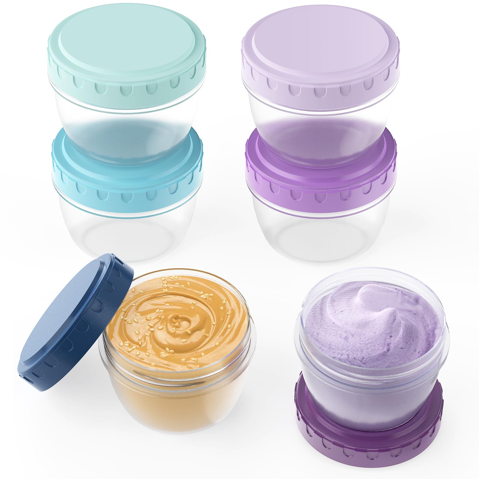 Luofni 2.7Oz 6 Pack (Gradient Color) Salad Dressing Containers To Go, Condiment Jars With Leakproof Lids, Bpa Free Reusable Food
