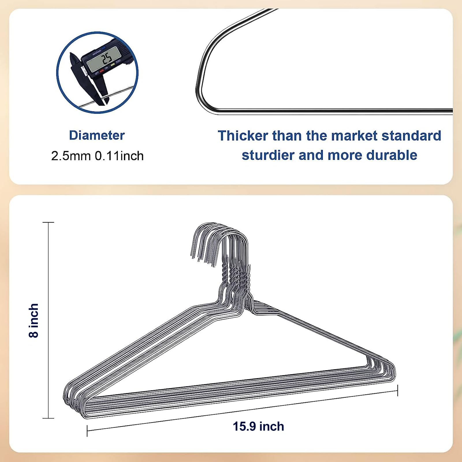 Specilite Wire Hangers 200 Packs, Metal Wire Clothes Hanger Bulk For Coats, Space Saving Metal Hangers Non Slip 16 Inch 12 Gauge