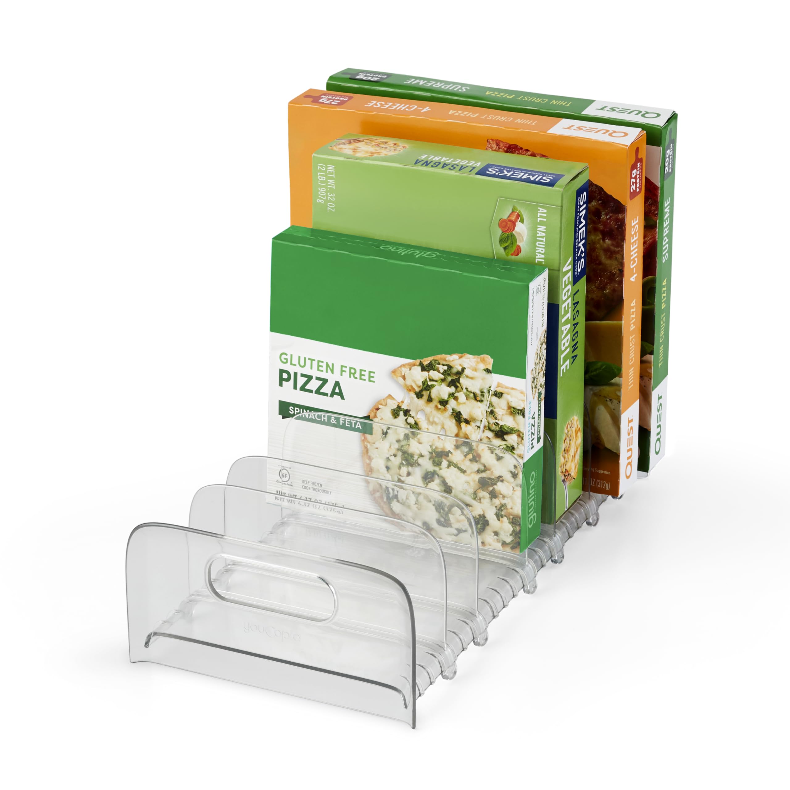 Youcopia Freezeup Freezer Rack 15'' Bpa-Free Fridge Organizer With Adjustable Dividers And Handles For Frozen Food Box And Meal