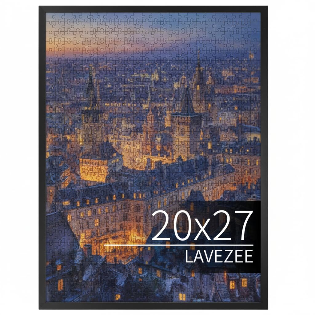 Lavezee Puzzle Frame 20x27, Black 20x27 Frame for Puzzle Photo Picture for Wall, Metal 20 by 27 Picture Frame for Wedding Christ