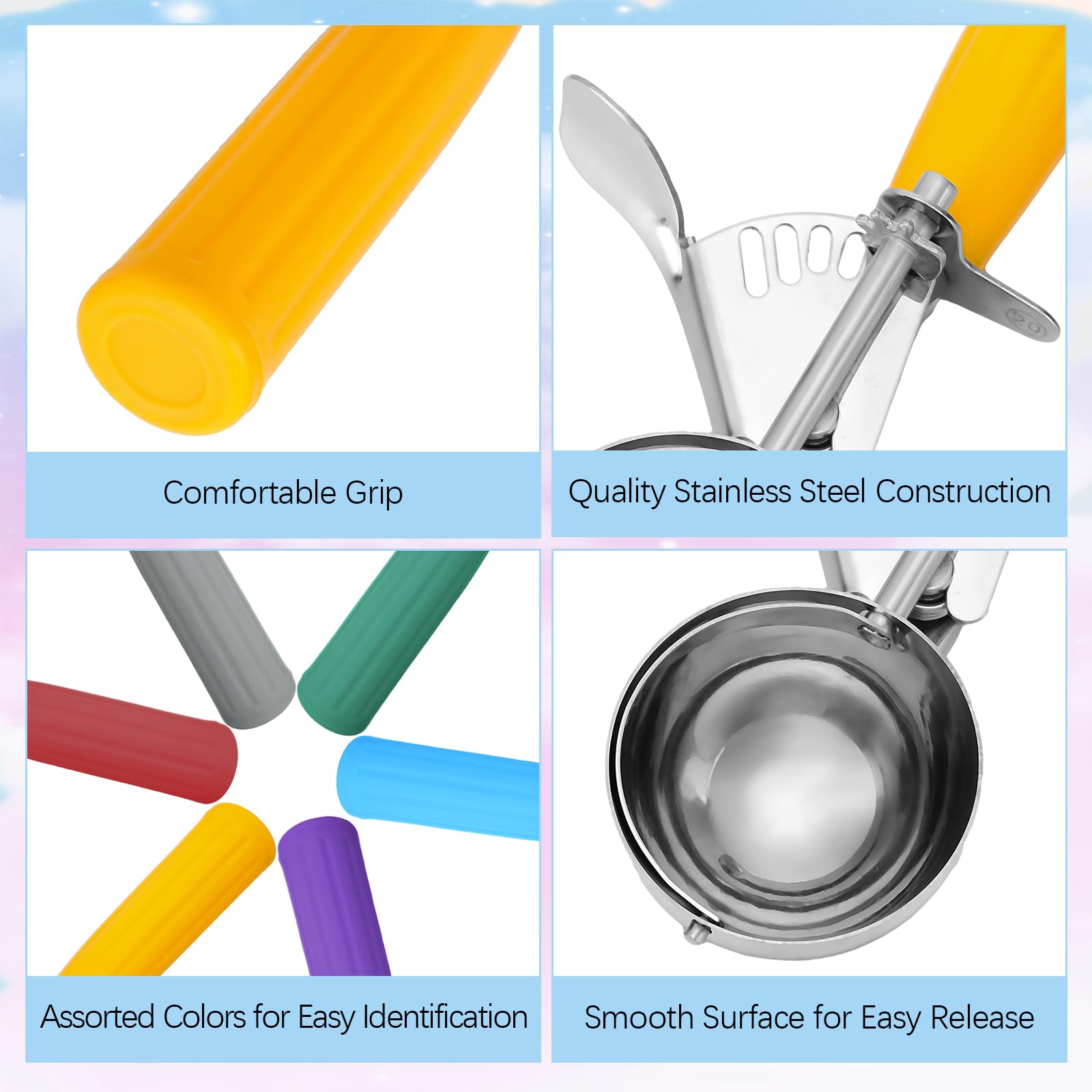Hsei Ice Cream Scoop Cookie Scoops Portion Scoop Stainless Steel Ice Cream Scooper With Handle For Baking Food Cookie Dough Cupc
