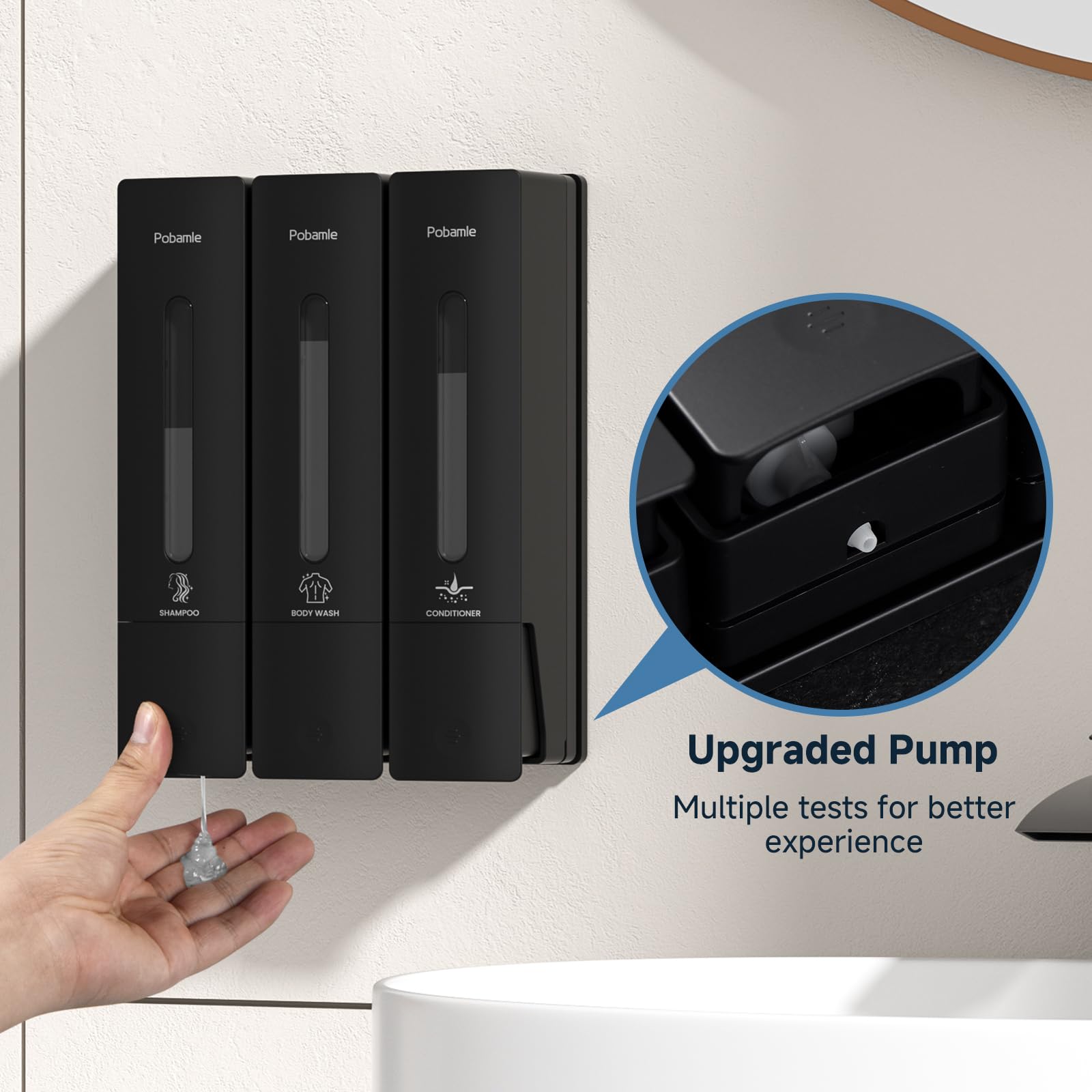 1984 Shower Soap Dispenser Bathroom Set Shampoo Conditioner Body Wash Dispenser Wall Mounted Shower Shampoo Dispenser 3 Chamber