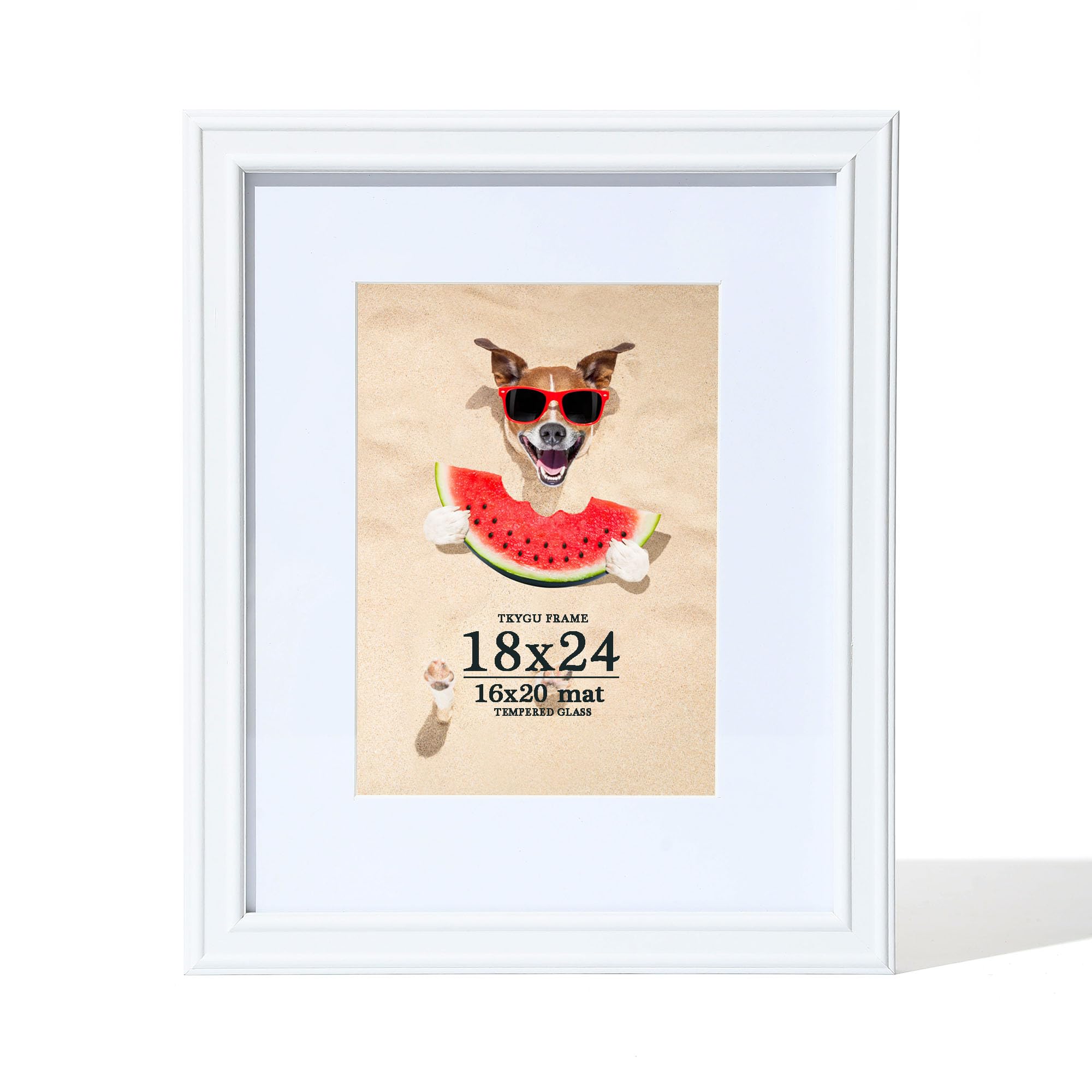 TKYGU 18x24 Picture Frame White Matted to 16x20 Photo, Oak Wooden Frame 18 x 24 photo for Wall, Minimalist Wood Poster Frame18 b