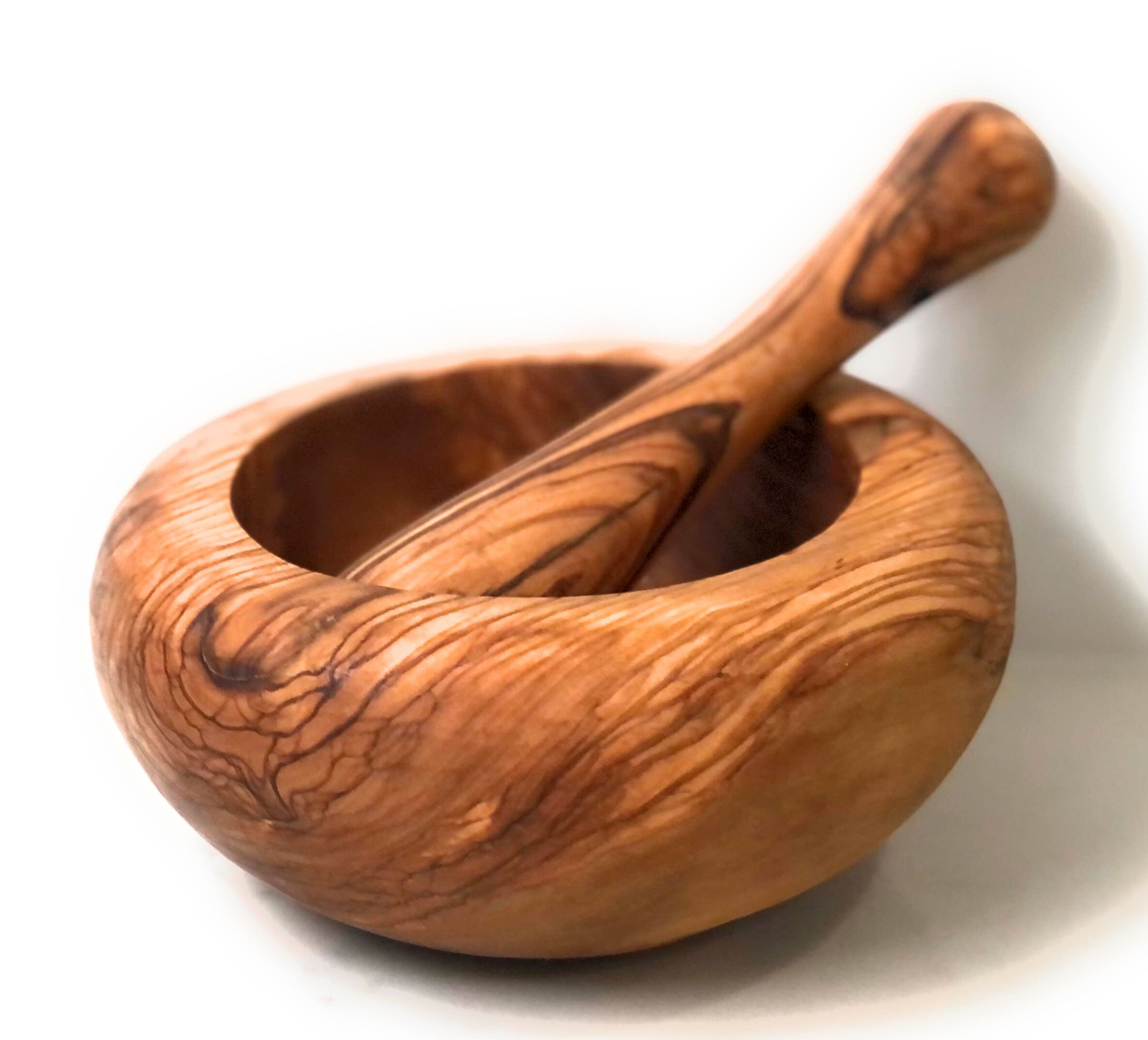 Orchard Hardwoods 5.5'' Rustic Olive Wood Mortar And Pestle Set- Crusher Grinder For Herbs, Spices Garlic, Seeds, Nuts, Pesto, S