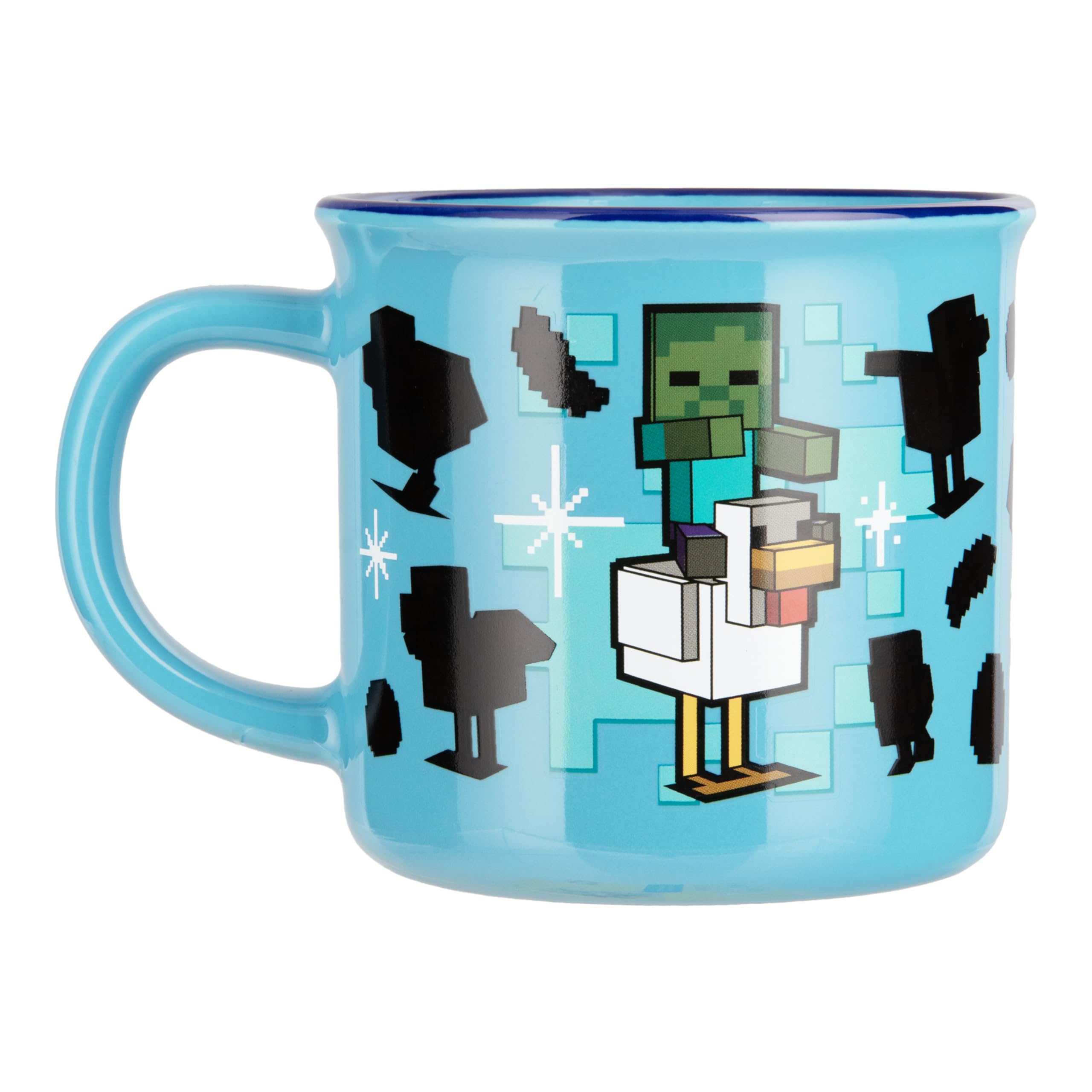 Paladone Minecraft Chicken Jockey Heat Change Mug, 350ml Ceramic, HeatReactive Design Reveals Iconic Scene, Officially Licensed