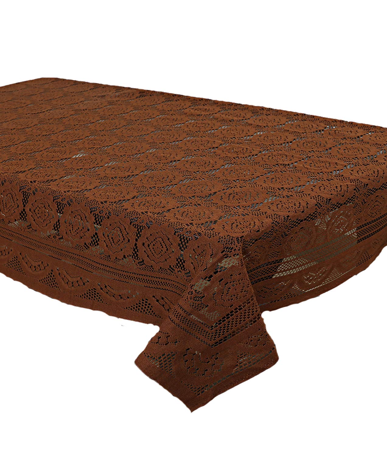 Kuber Industries Circle Design Cotton 4 Seater Center Table Cover - Brown