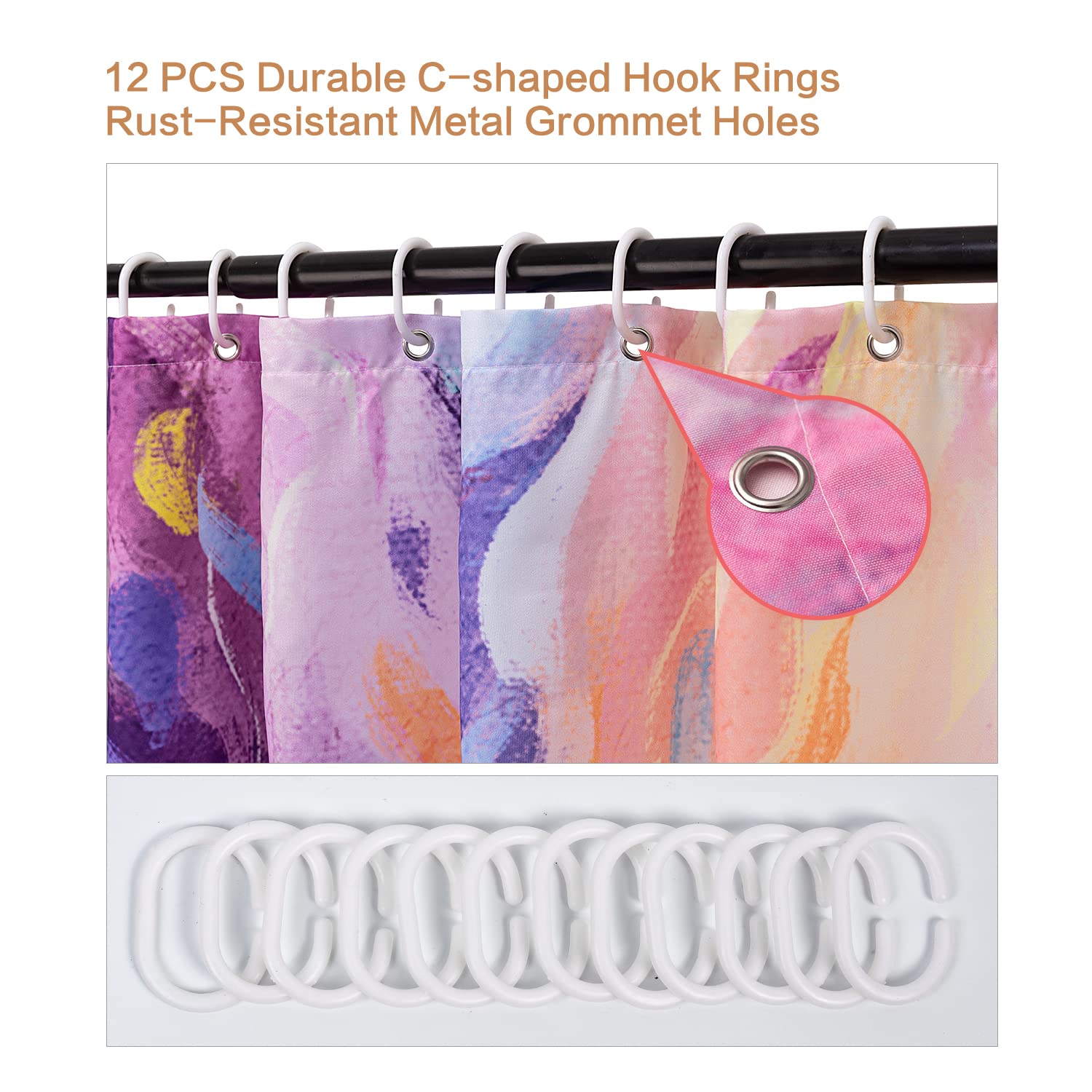 Oil Painting Tree Shower Curtain, Colored Seasons Tree Shower Curtain For Bathroom With 12 Hooks, Polyester Fabric Washable Show