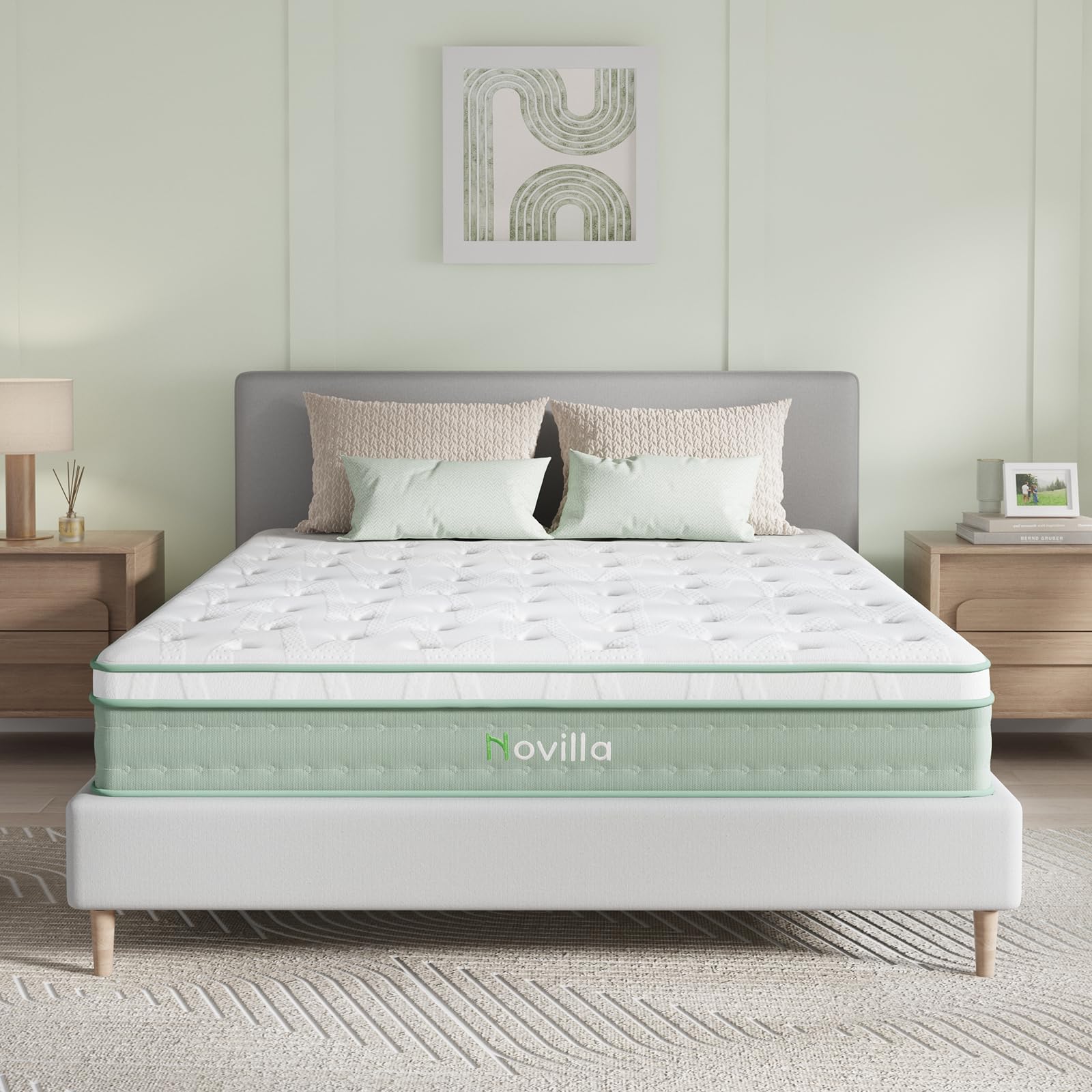 Novilla Full Size Mattress, 10 Inch Hybrid, High Resilience Foam With Pocket Springs For A Peaceful Sleep, Medium Firmness Mattr
