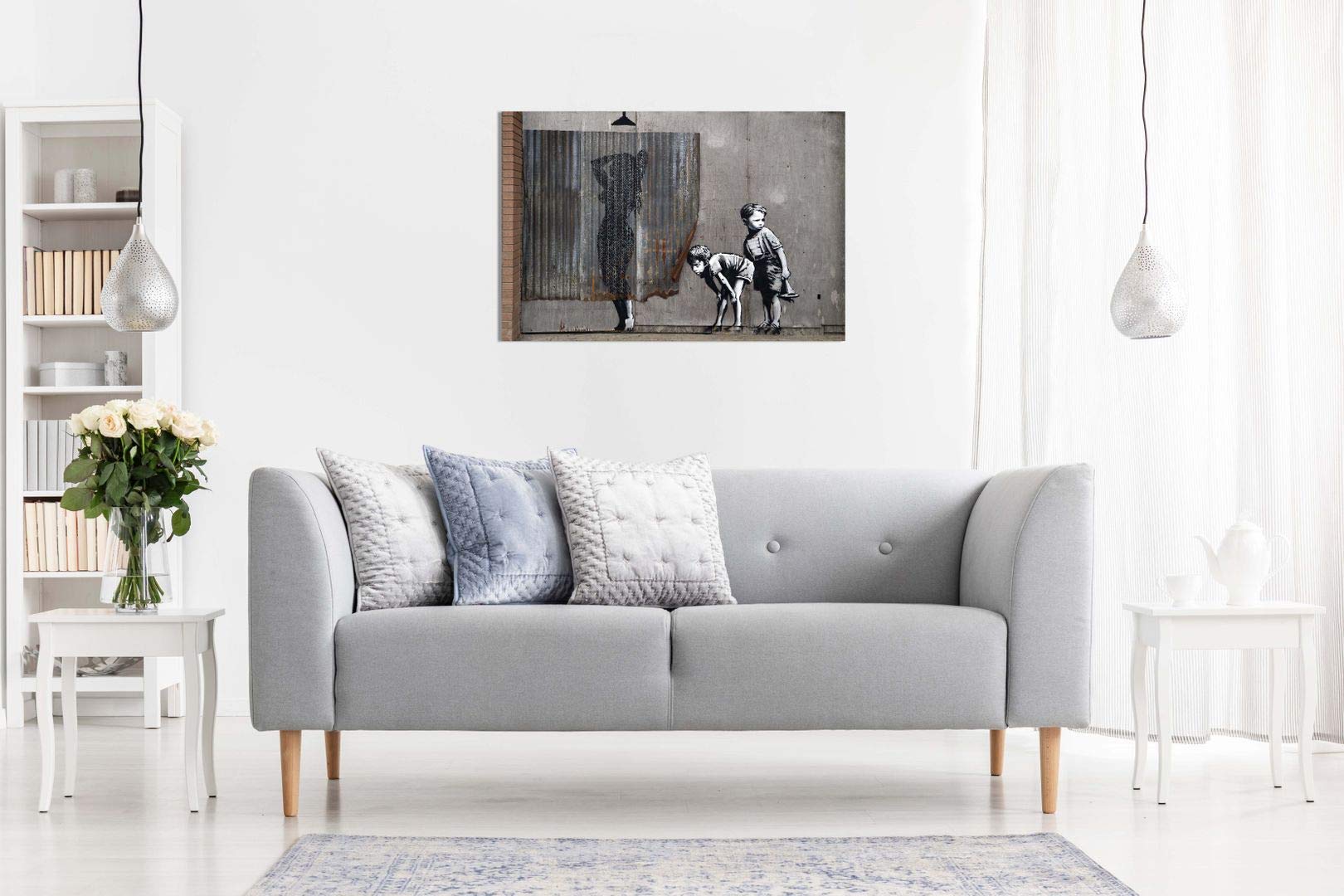 Exposed Kids Banksy Dismaland Canvas Wall Art Picture Print (12X8In)