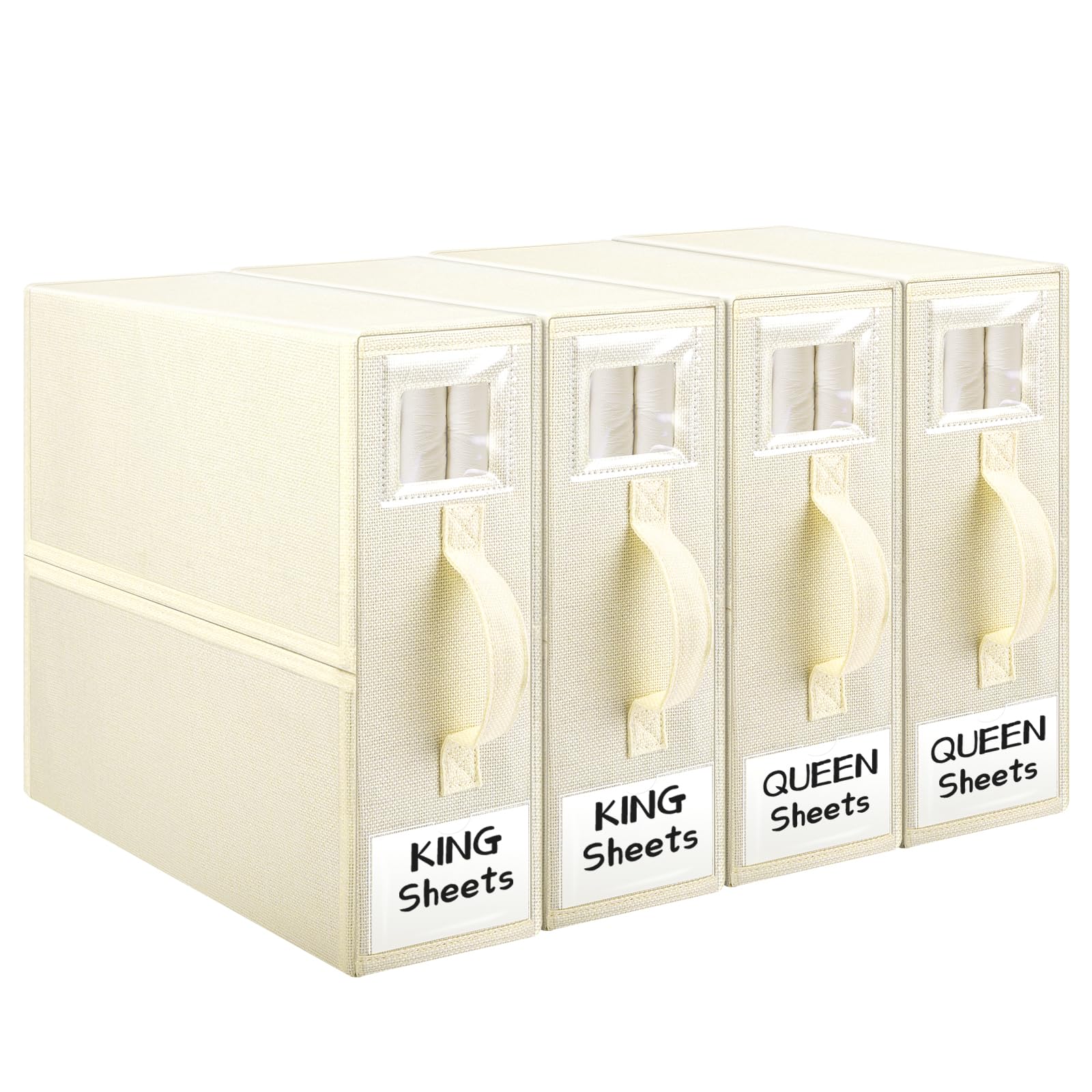 YUOROS Sheet Organizers and Storage (Queen or King Size) Foldable Bed Sheet Set Organizer for Bed Sheet, Duvet Covers and Pillow