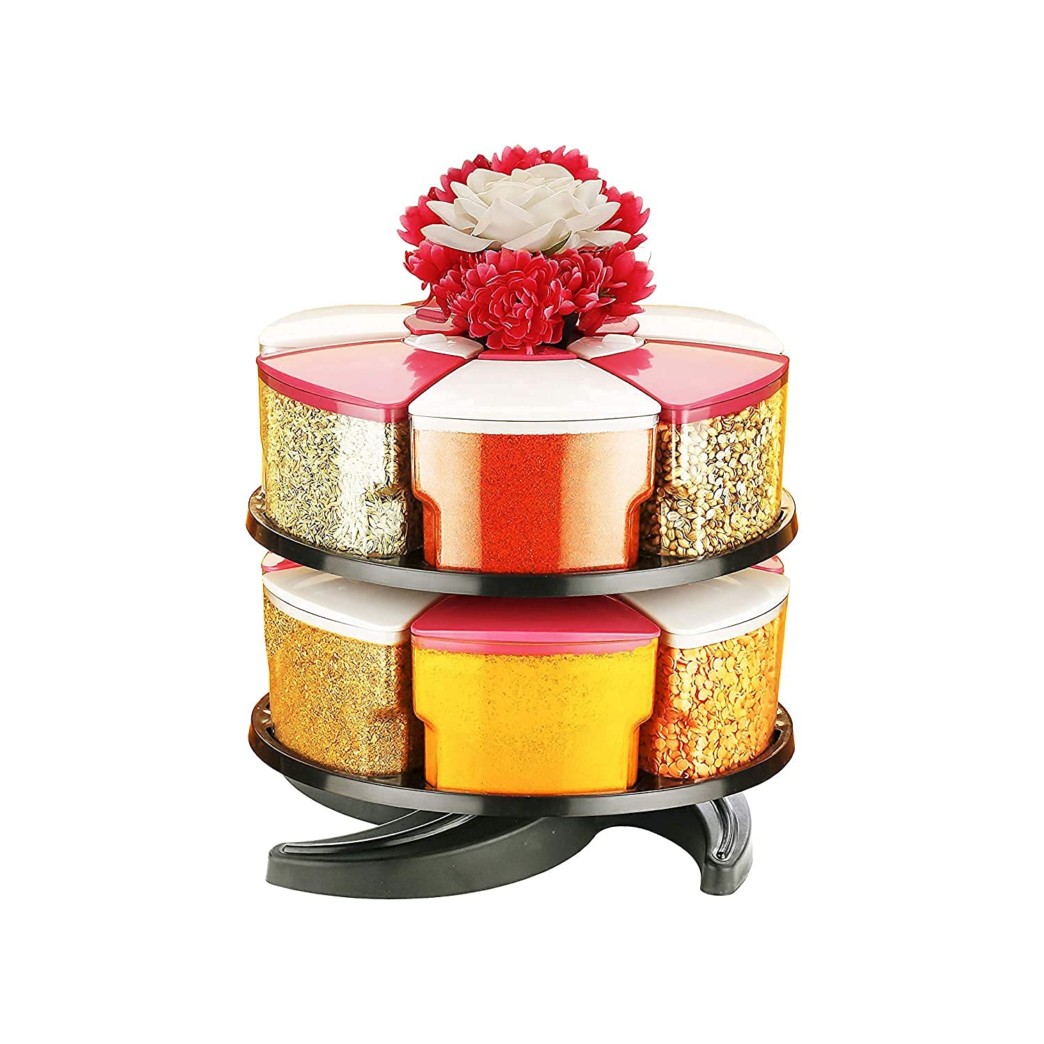 Avvic Mart Plastic Spice Rack/Containers, 2 Layer, Pink