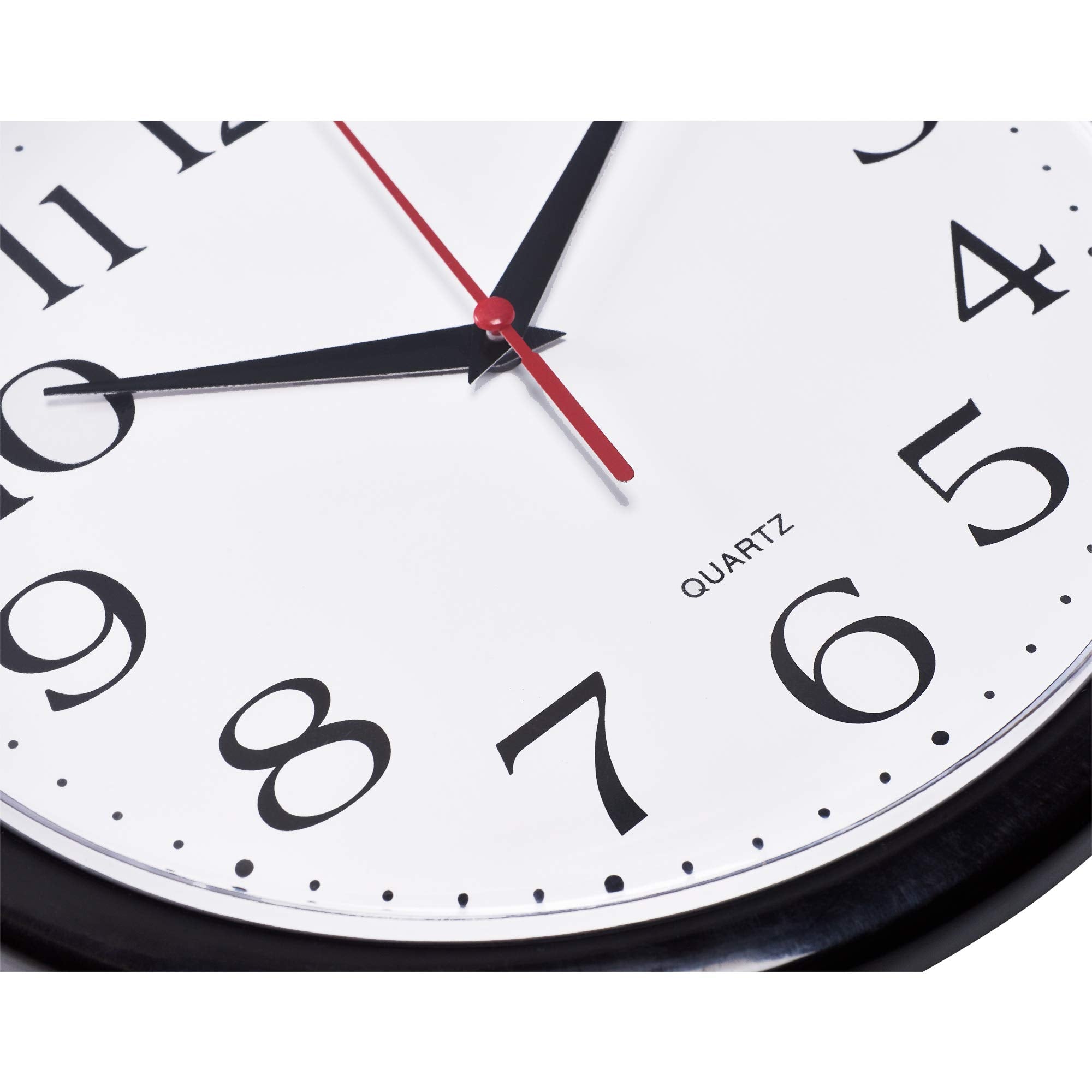 Bernhard Products Black Wall Clock Silent Non Ticking 8 Inch Quality Quartz Battery Operated Round Easy to Read Home/Office/Kitc