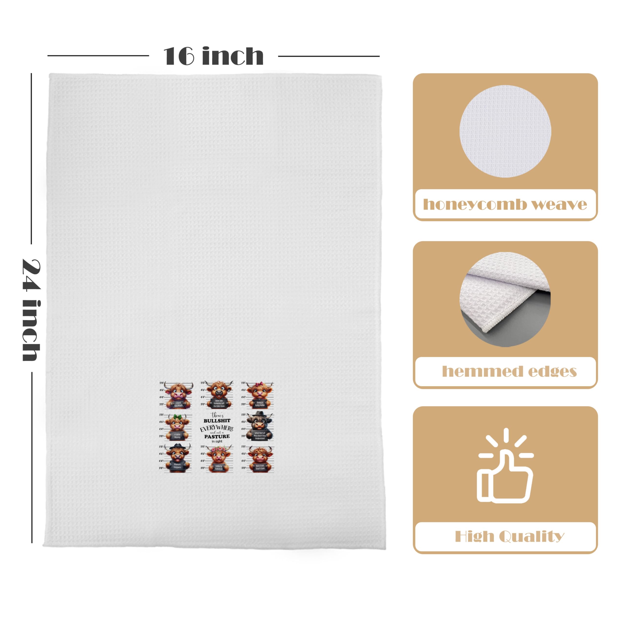 GCFET Funny Highland Cow Dish Towels - 16x24 Inch Kitchen Decorative Gifts