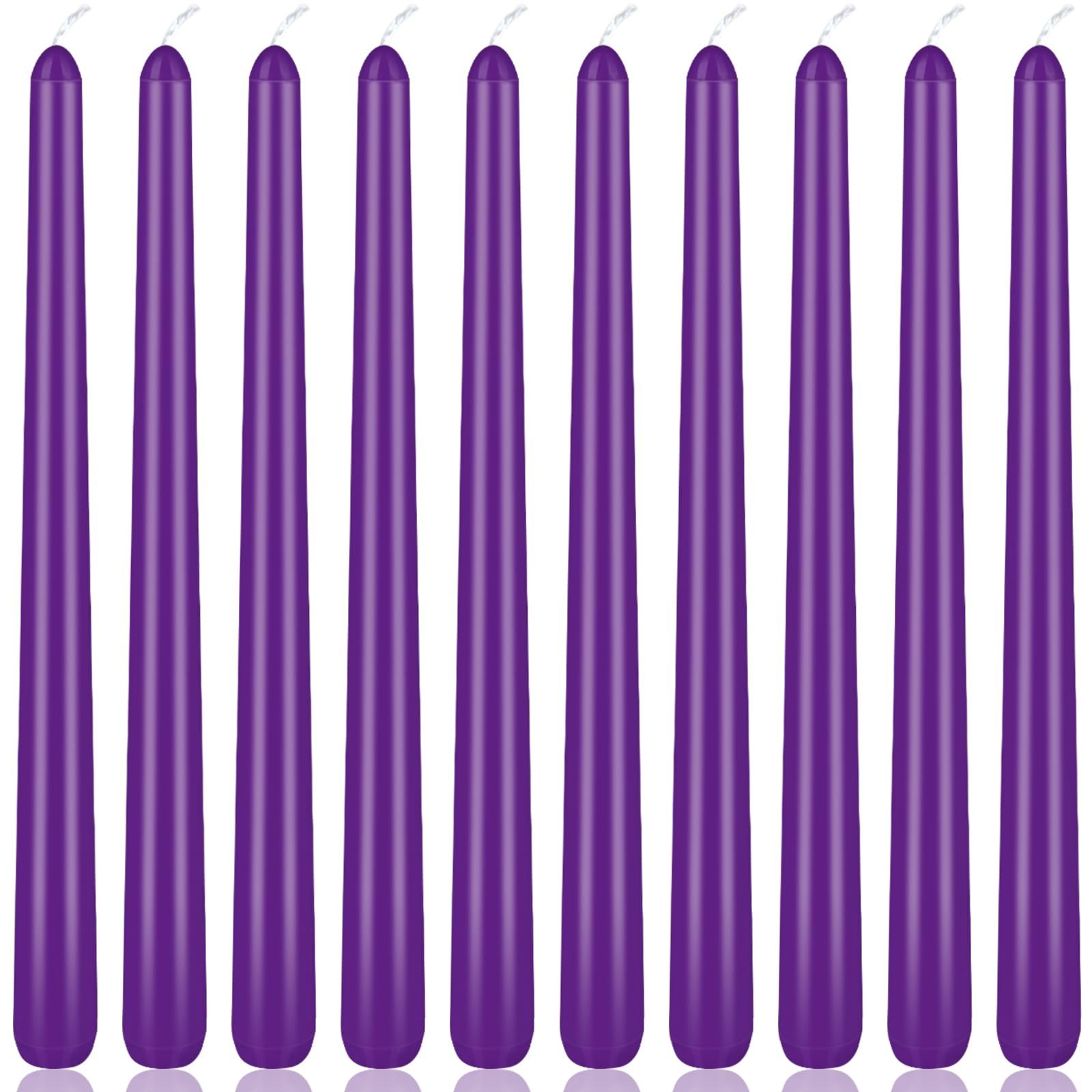 10 Inch Purple Taper Candles, 10 Pack Unscented Candlesticks for Dinner Wedding Christmas Seasonal Celebration and Home Decorati
