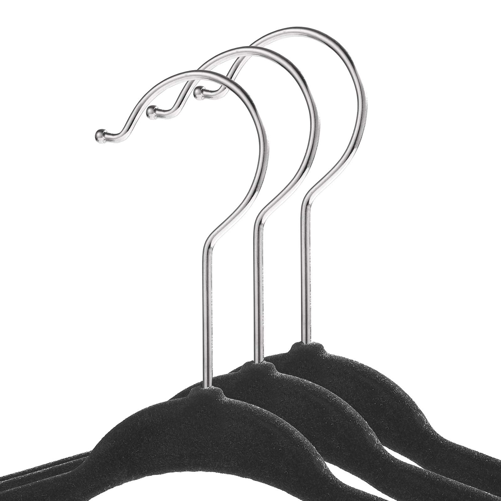 Casafield 50 Velvet Baby Hangers - 11'' Size For Infant & Toddler Clothes - Black