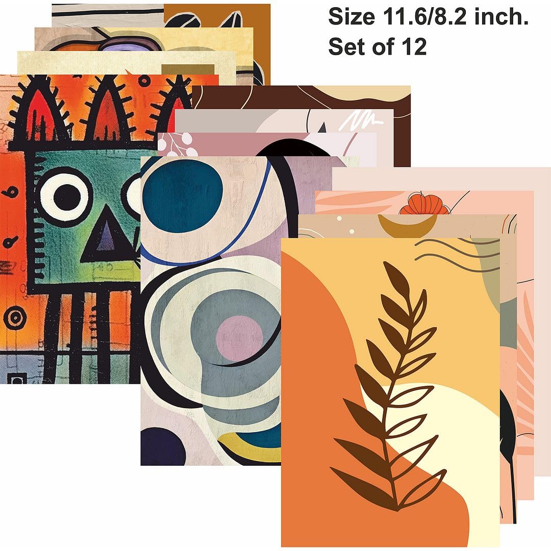 Cvanu 12Pcs Boho Wall Collage Kit Printed Poster For Wall Decoration Size (11.6Inchx8.2Inch)_202307-98
