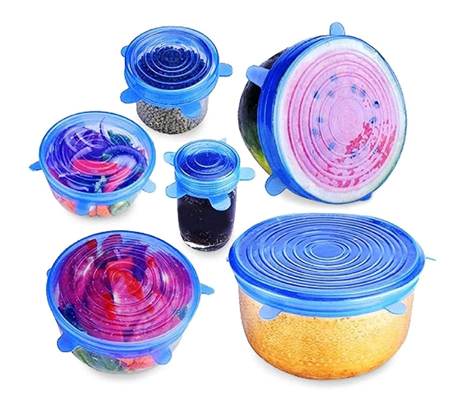 Silicone Stretch Lids and Covers Set, 2.6 inch, 3.8 inch, 4.5 inch, 5.7 inch, 6.5 inch, 8.3 inch Lid Set (Silicone) 8 inch Lid S