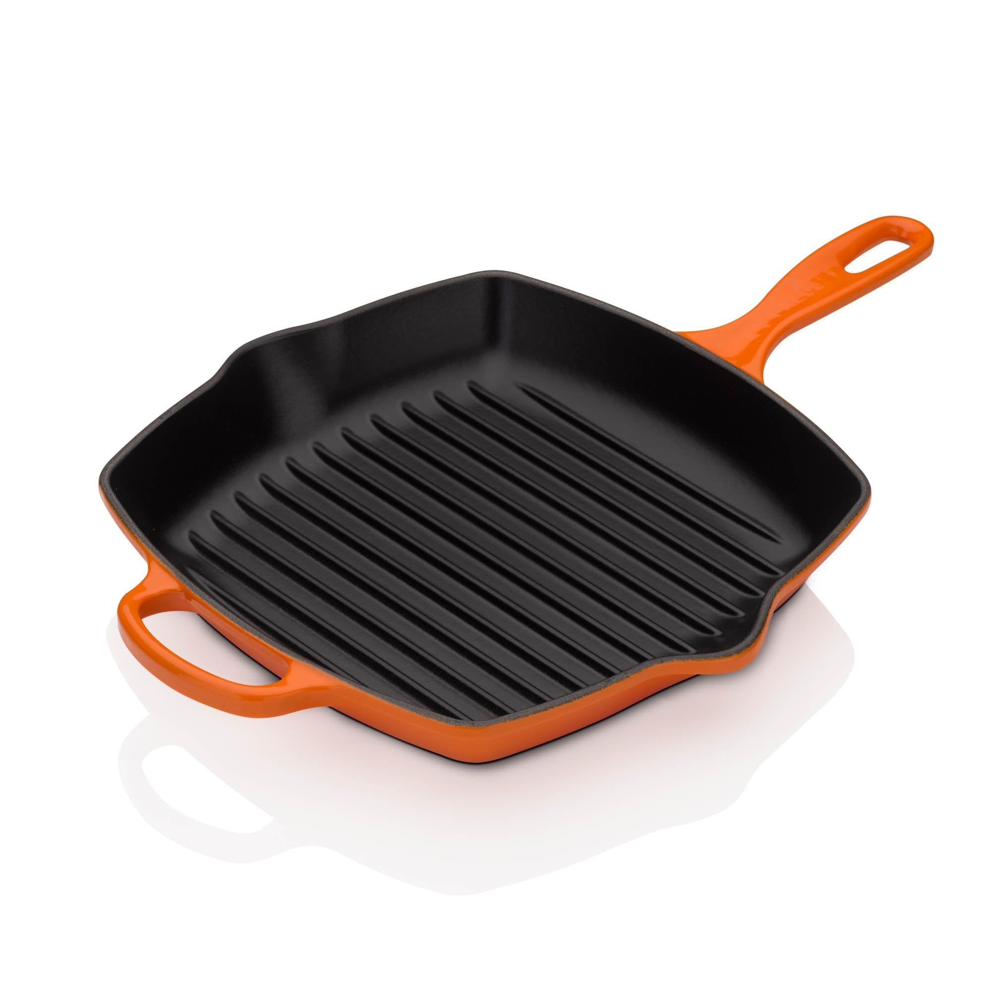 Le Creuset Enameled Cast Iron Signature Square Skillet Grill, 10.25'', Flame