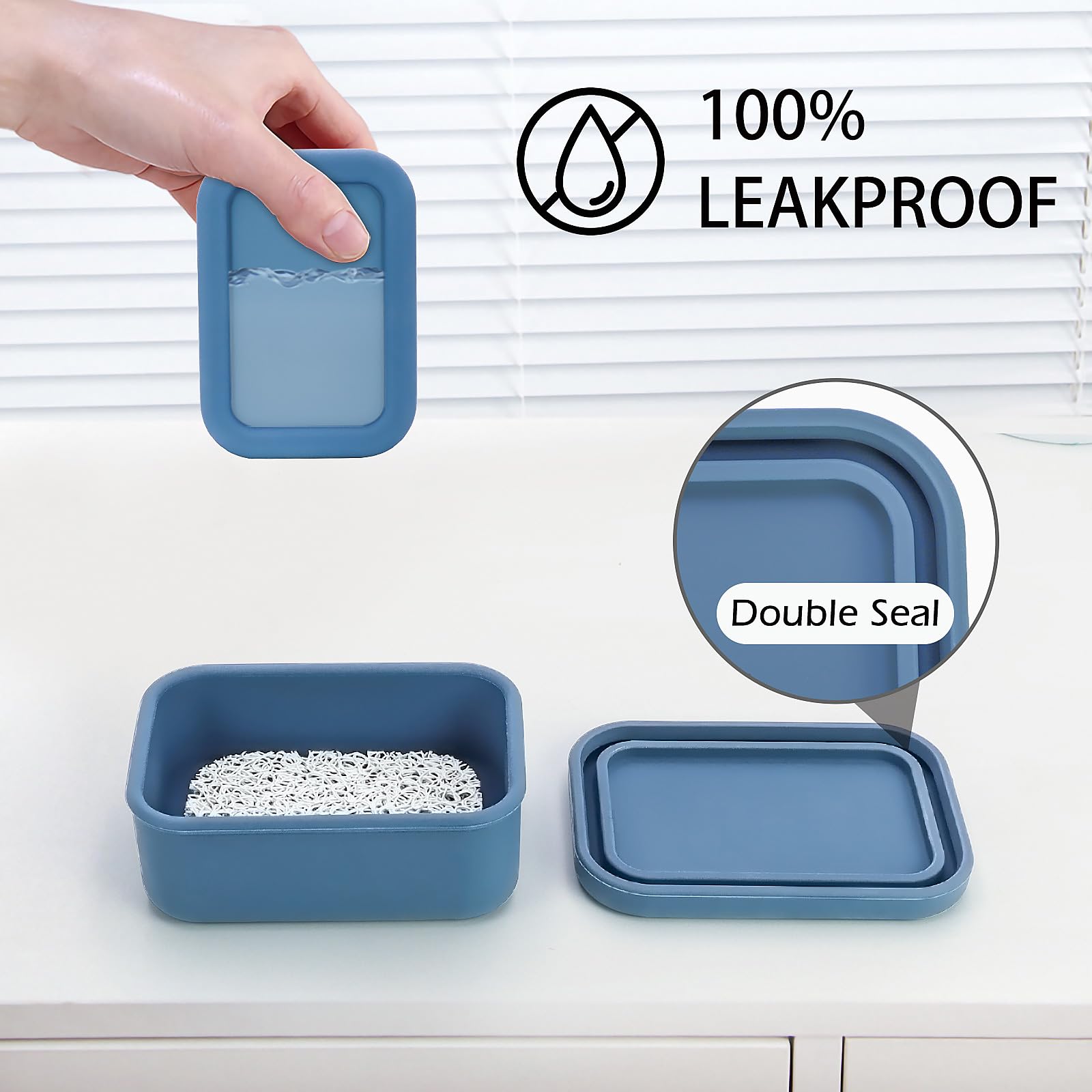 Aidimming Leak Proof Silicone Travel Soap Case With Draining Layer,Compact Portable Soap Container For One Regular Bar Soap Perf