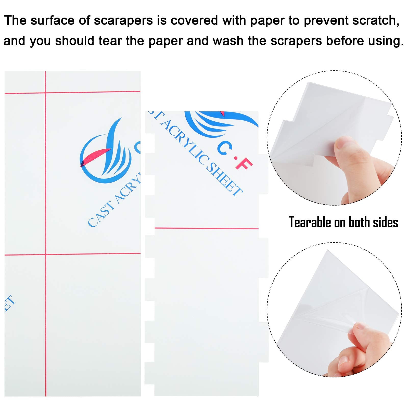 6 Pieces Clear Acrylic Cake Smoother Scraper Large Cake Comb For Icing Frosting Buttercream And Soft Plastic Cake Smoother Scrap