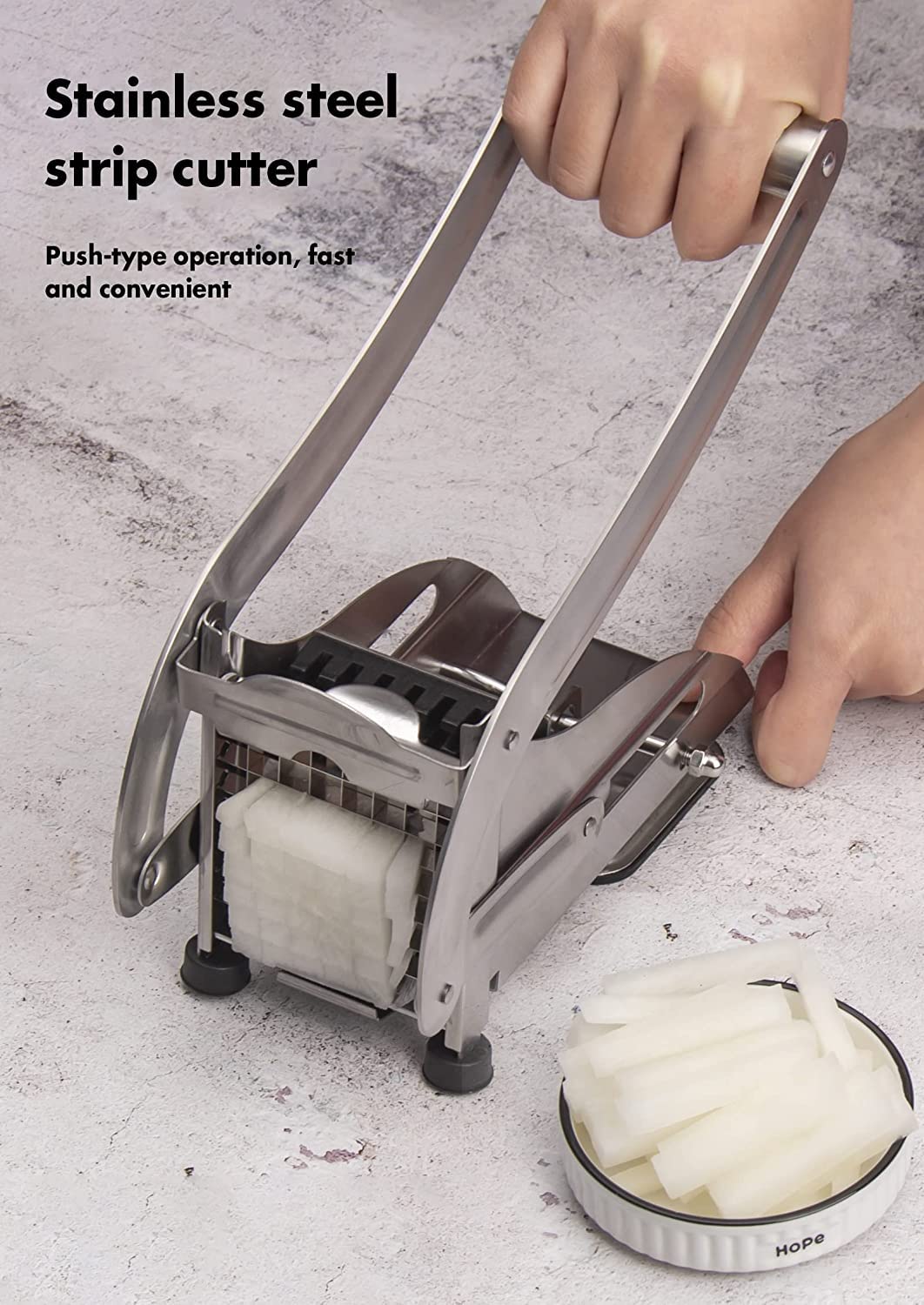 French Fry Cutter Potato Slicer, Stainless Steel French Fries Slicer Potato Chipper Chip Cutter Chopper Maker Vegetable And Pota