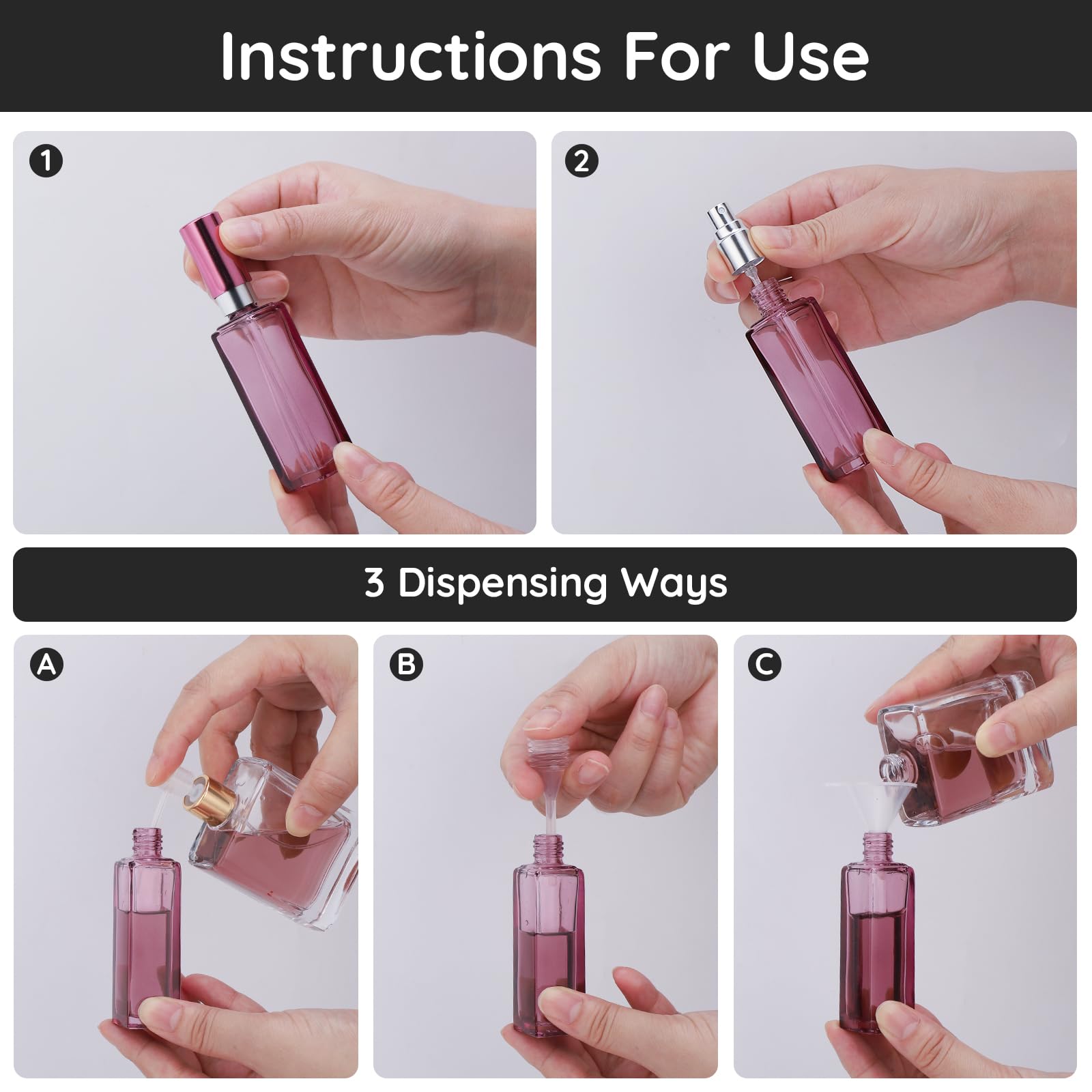 Segbeauty 2Pcs Travel Perfume Bottle, 20Ml Mini Perfume Refillable Bottle Empty, Portable Leakproof Glass Atomizer Sprayer For P