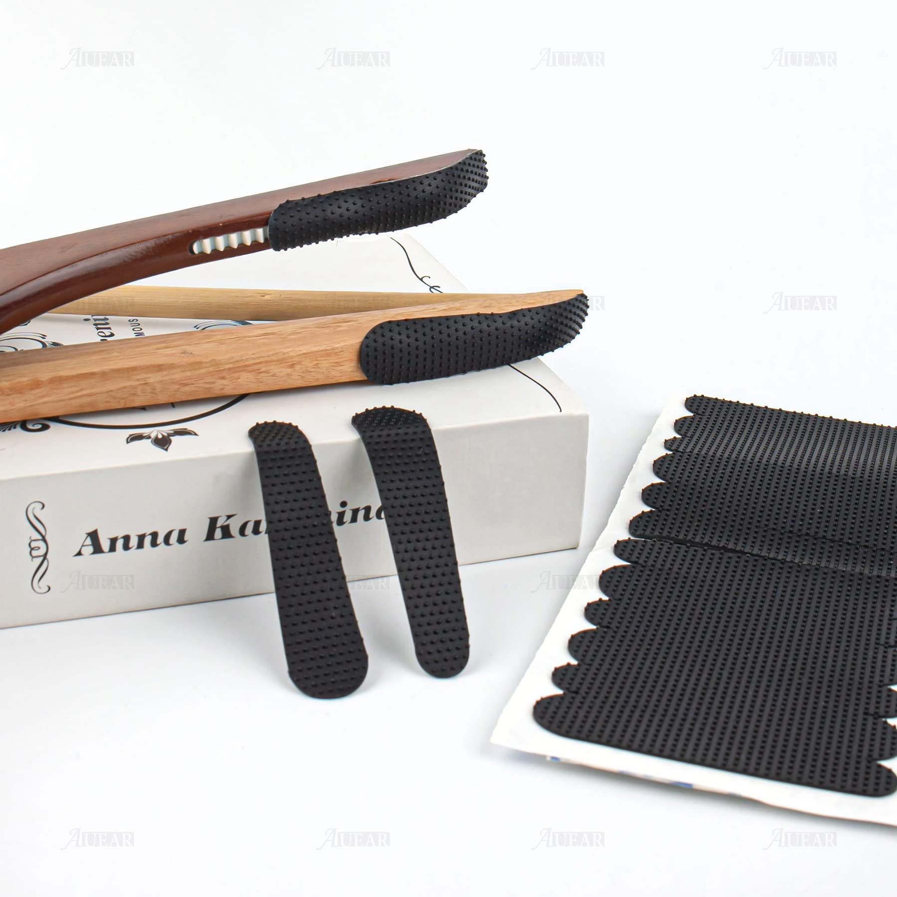 Auear, 100 Pack Back Non-Slip Rubber Hanger Grips Hanger Strips Adhesive Clothes Hanger Grips (3.23'' X 0.75'')