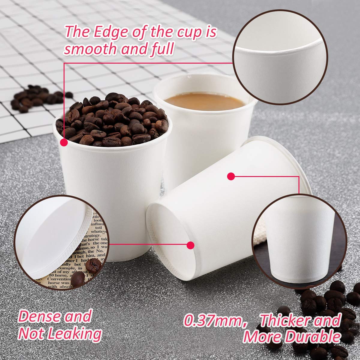 Paper Cups, 50 Pack 8 Oz Paper Cups, White Paper Coffee Cups 8 Oz Disposable White Hot Coffee Paper Cups Paper, 8 Oz Disposable