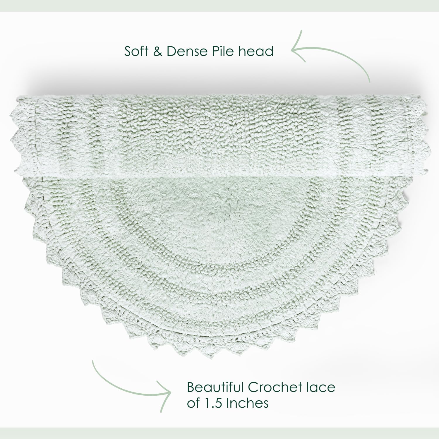 Rajrang Bath Rug For Bathroom Kitchen Spa With Crochet Cotton Absorbent Soft Reversible Bath Mat Meadow Mist Oval 34X21 Inches