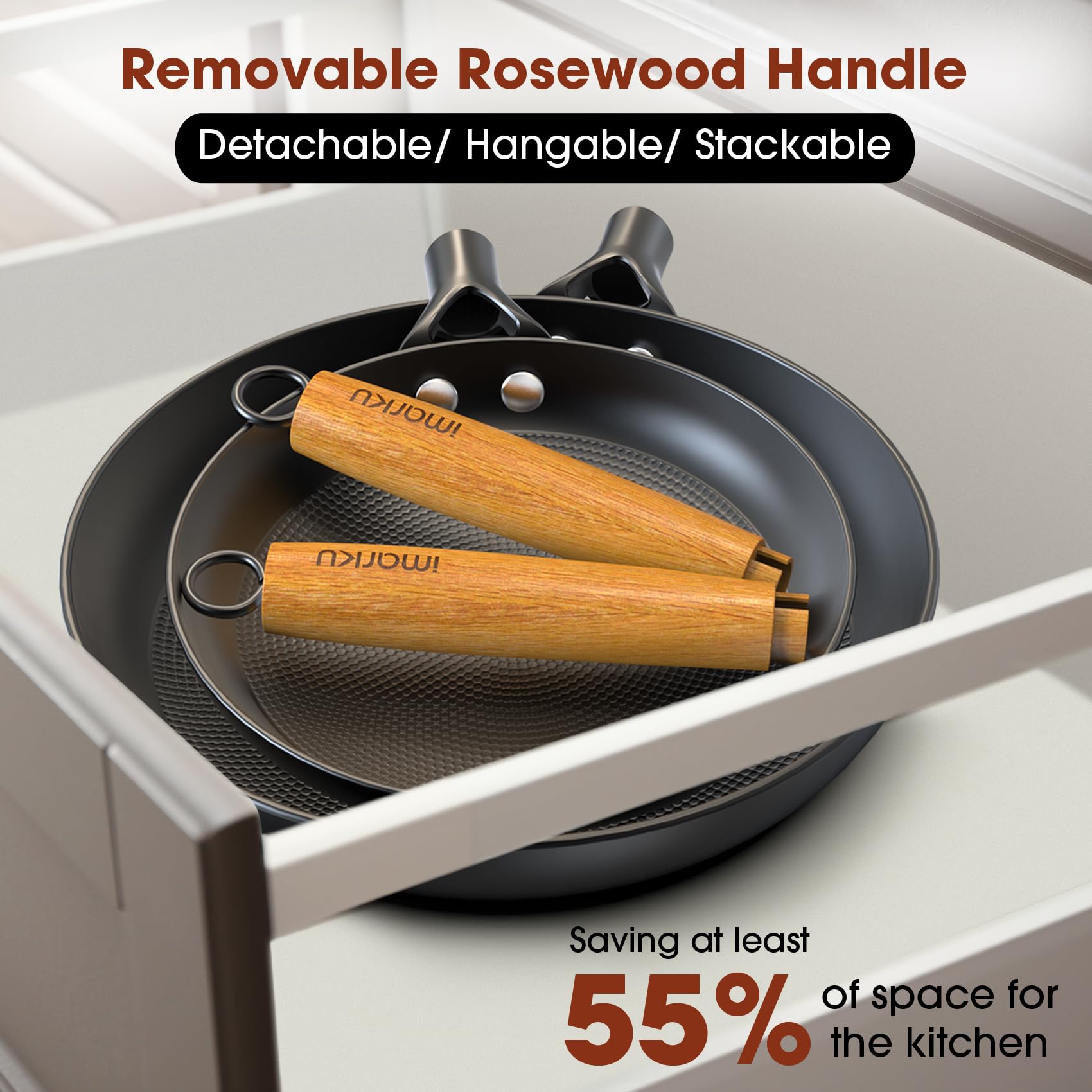 Imarku Non Stick Frying Pans - 8 Inch & 10 Inch Frying Pan Nonstick Set, Honeycomb Lock Oil Cast Iron Skillets, Dishwasher Safe,
