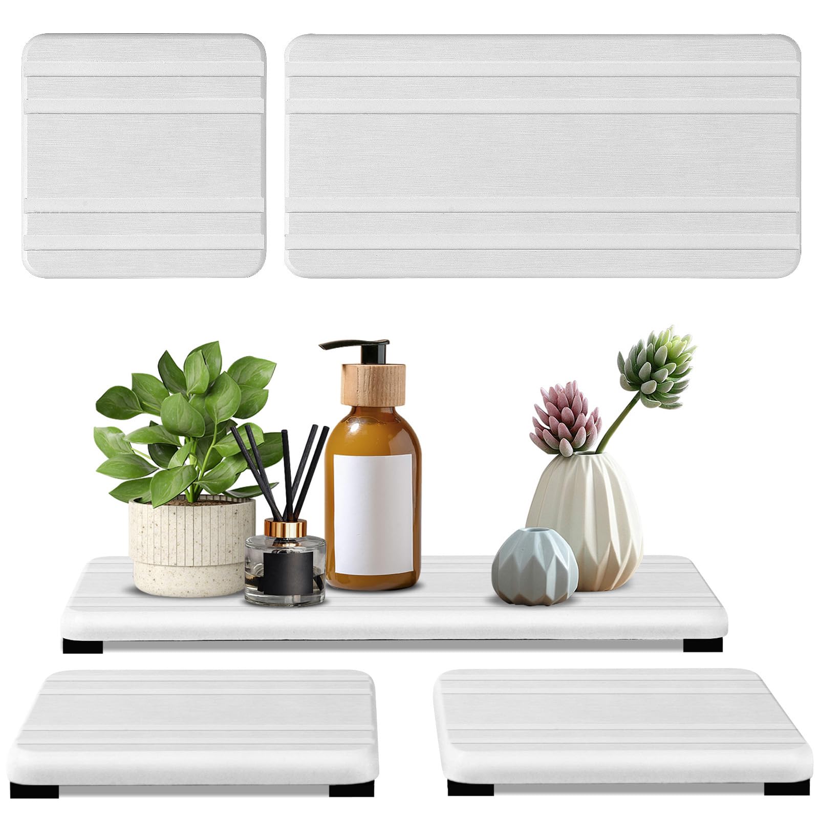 3Pcs Water Absorbing Stone Tray, Dryingneat Diatomite Stone Sink Tray, Instant Dry Sink Coasters, Kitchen Sponge Hand Soap Holde