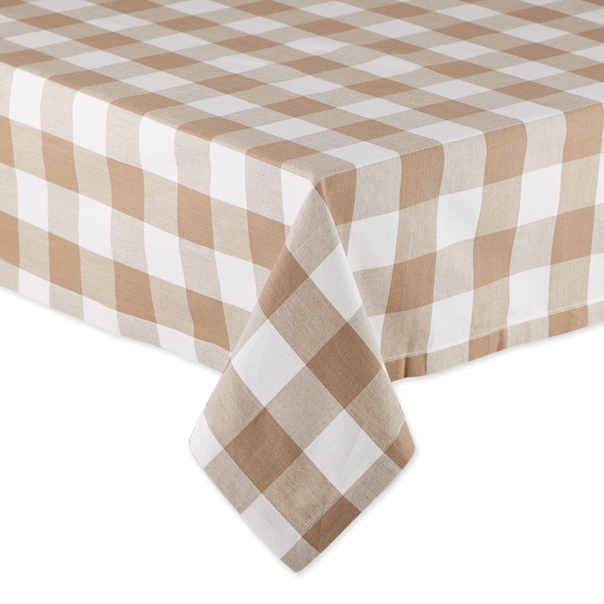 Dii Buffalo Check Collection, Classic Farmhouse Tablecloth, Tablecloth, 60X104, Stone