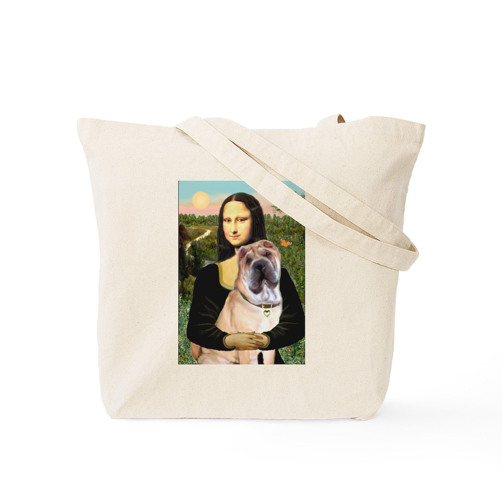 Cafepress Mona Lisa'S Shar Pei (#5) Tote Bag Natural Canvas Tote Bag, Reusable Shopping Bag