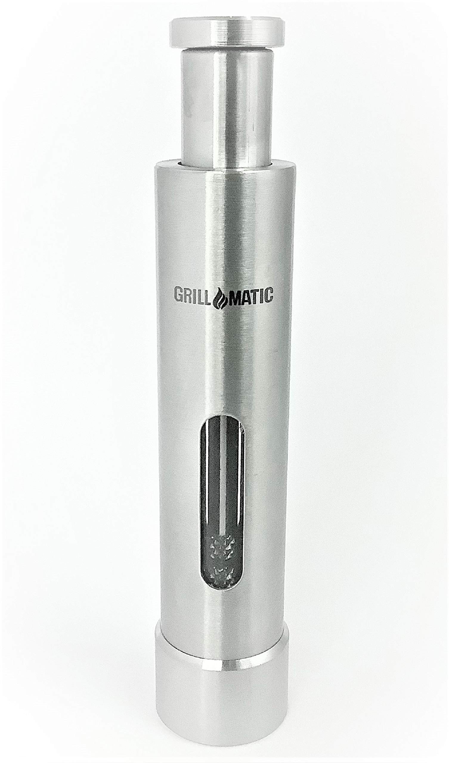 Grillmatic - One-Handed, Mini Thumb Push Button, Stainless Steel, Himalayan Sea Salt, Black Peppercorn And Gourmet, Stove, Grill