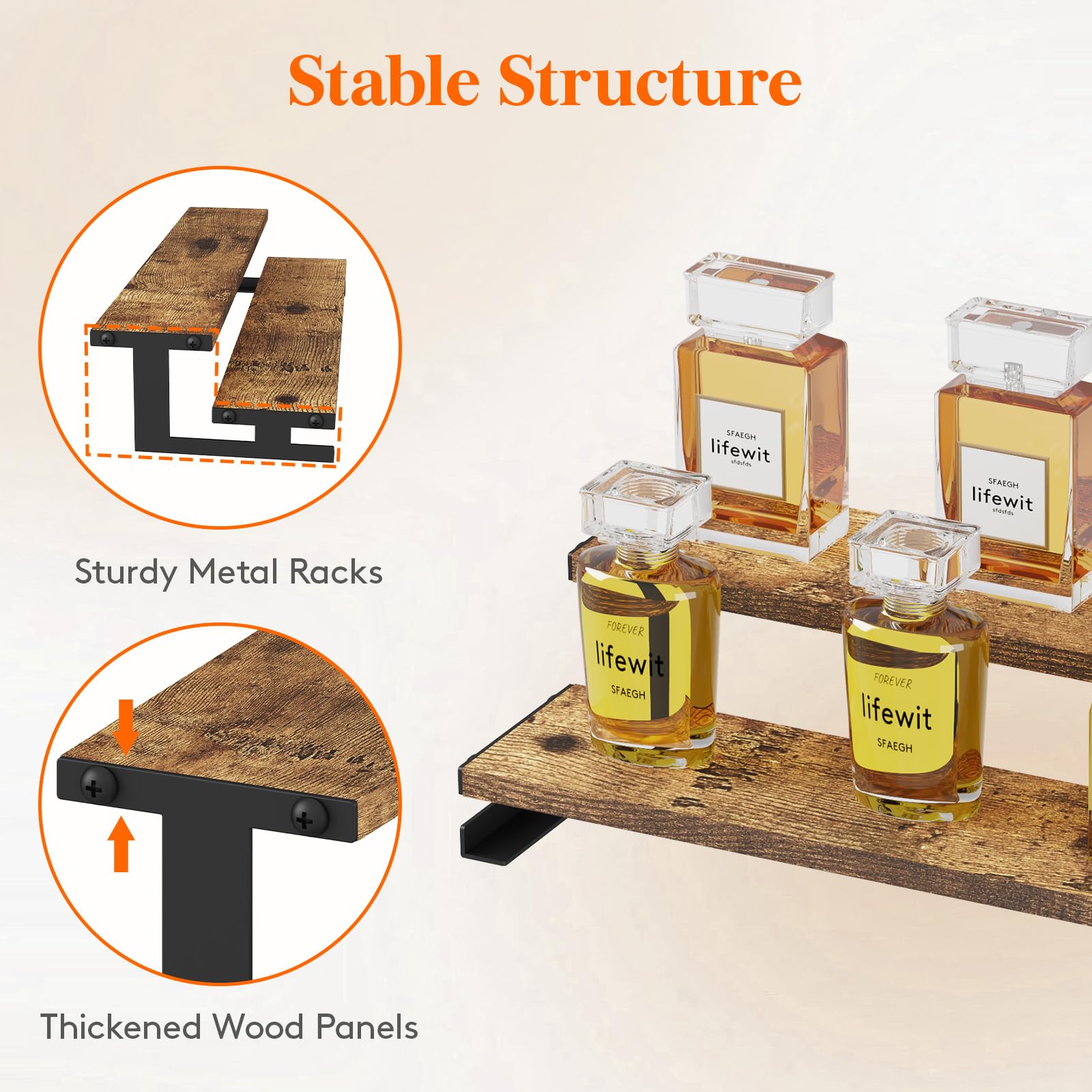 Lifewit 13.9 Inch Cologne Organizer for Men, 2 Tier Wooden Perfume Stand, Display Riser Shelf for Fragrance, Aftershave, Skincar