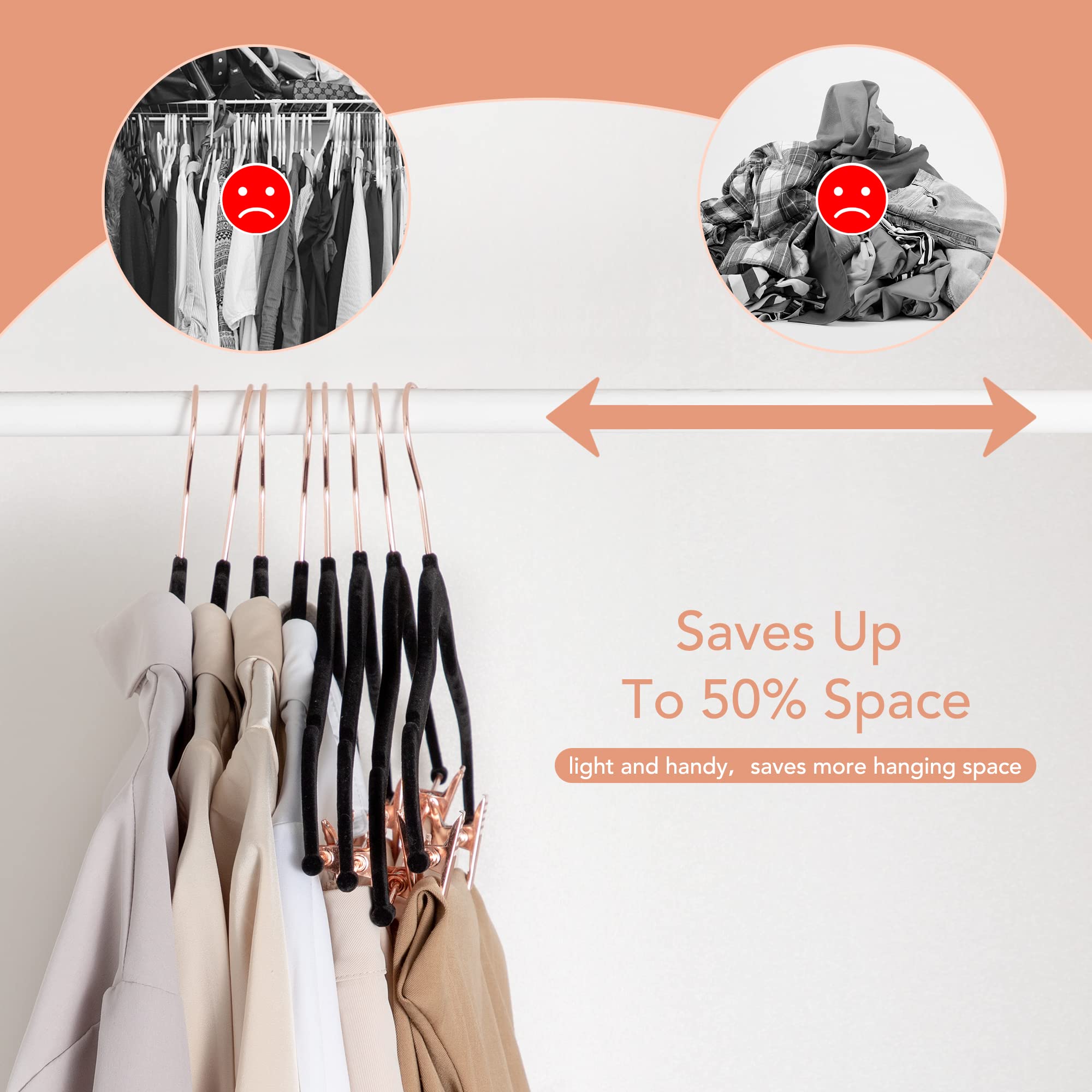 House Day Velvet Pants Hangers With Clips 24 Pack, Ultra Thin Non Slip Velvet Skirt Hangers With Rose Gold Hooks Space Saving Cl