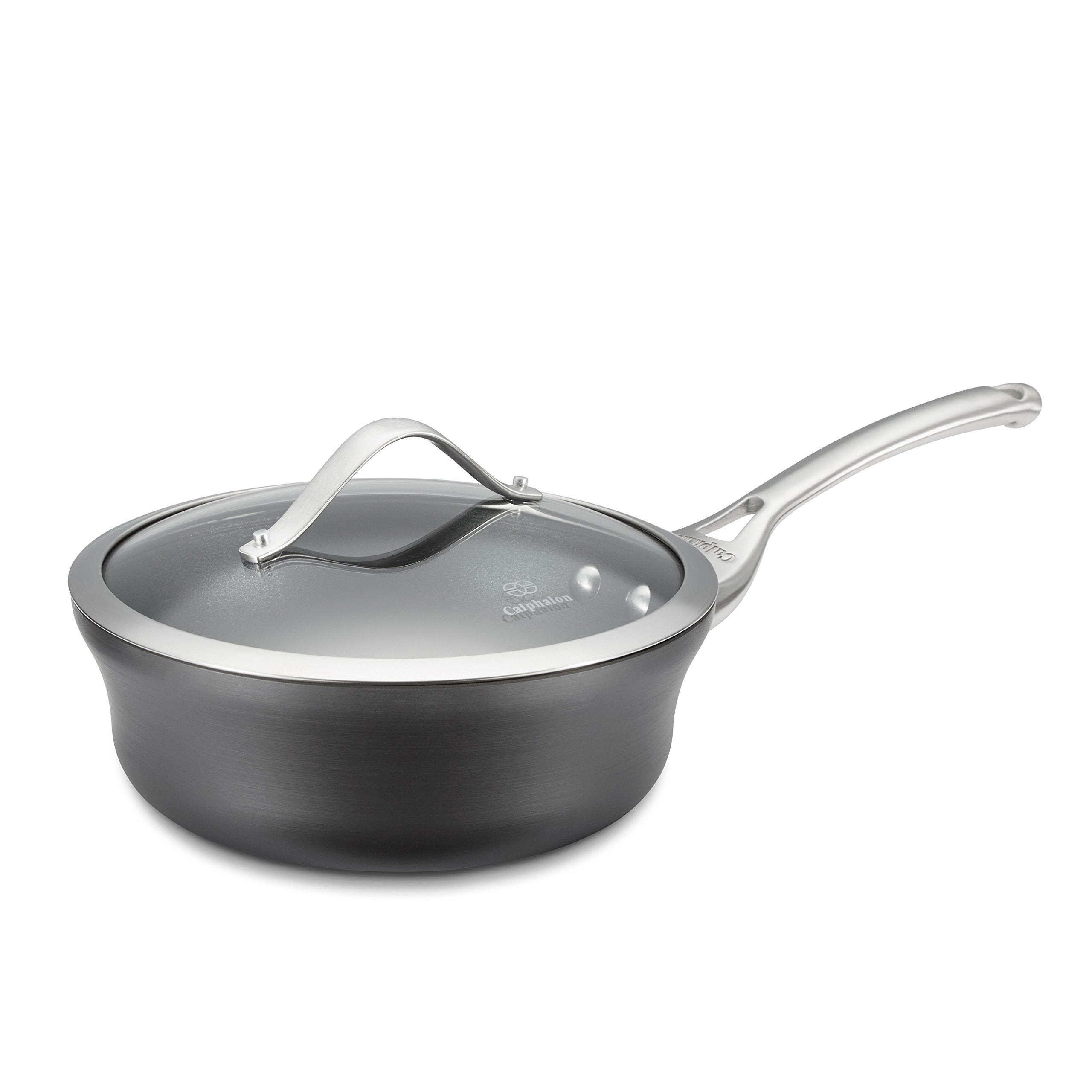 Calphalon Contemporary Hard-Anodized Aluminum Nonstick Cookware, Shallow Sauce Pan, 2 1/2-Quart, Black