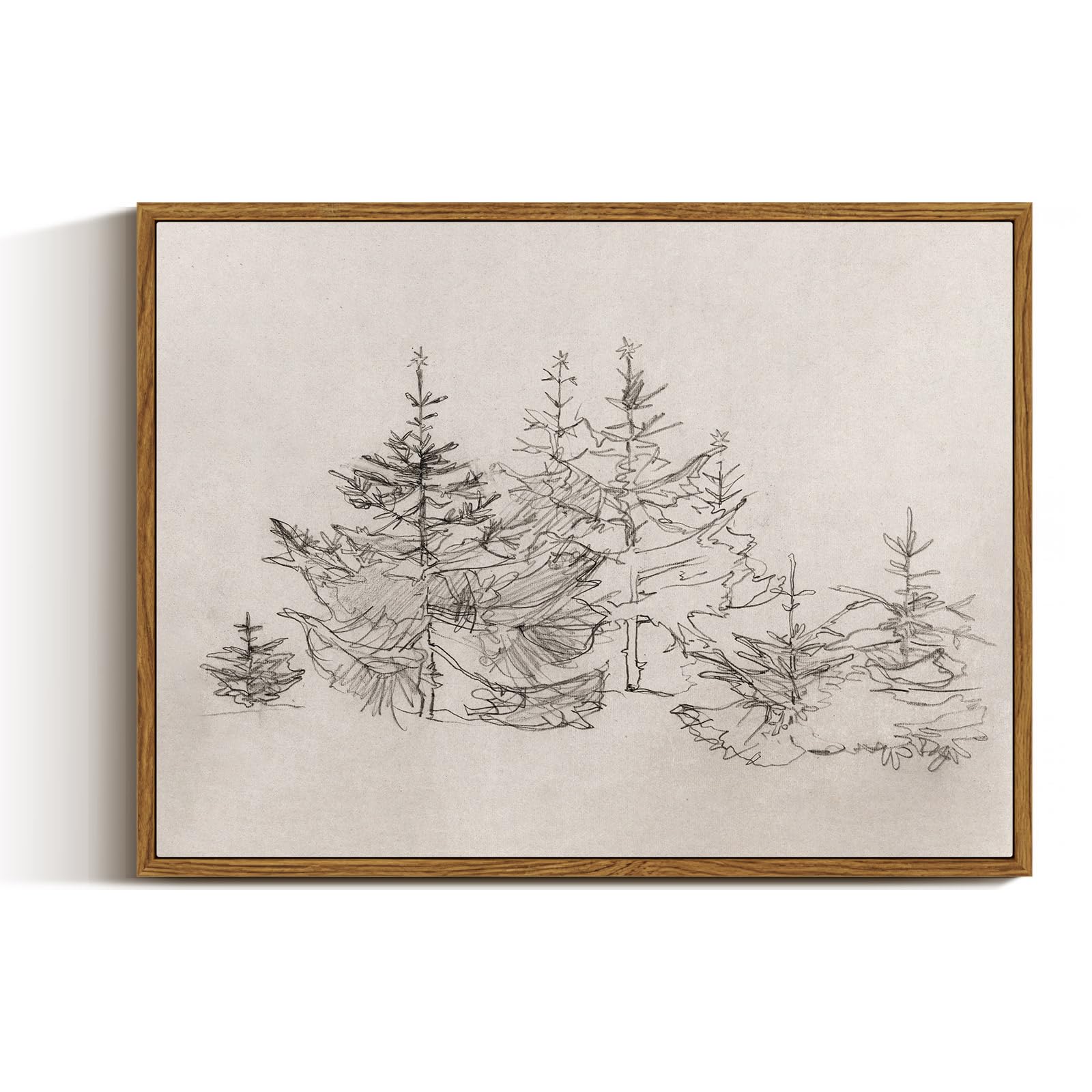 Viyyiea Framed Canvas Wall Art Home Decor Pine Tree Prints Wall Pictures Black And White Watercolor Winter Room Decor Christmas