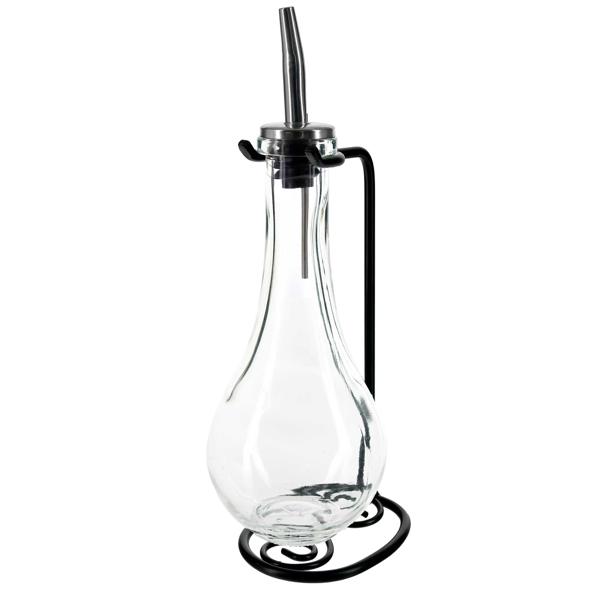 Couronne Company Drop Single Oil & Vinegar Glass Cruet Set w/Stand  8 oz  Clear  1 Piece