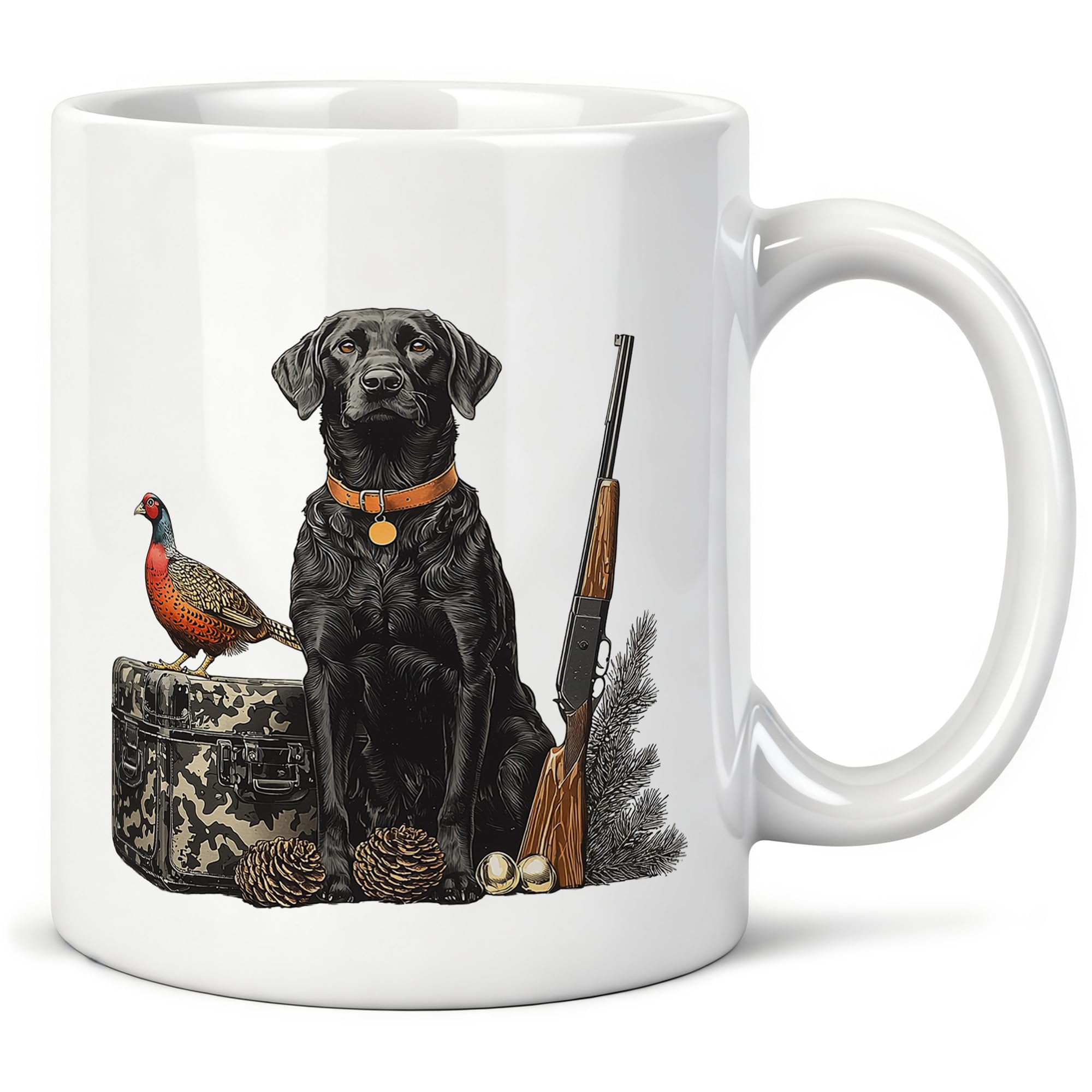 DEQSX Black Lab Hunting Dog Ceramic Mug 11 oz, Dog Lover Gifts for Men