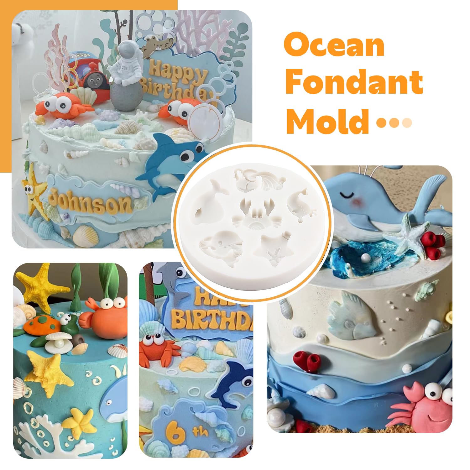 Sijiangmold Small Sea Life Beach Ocean Theme Silicone Fondant Molds For Cake Decorating Chocolate Candy Gum Paste Polymer Clay S